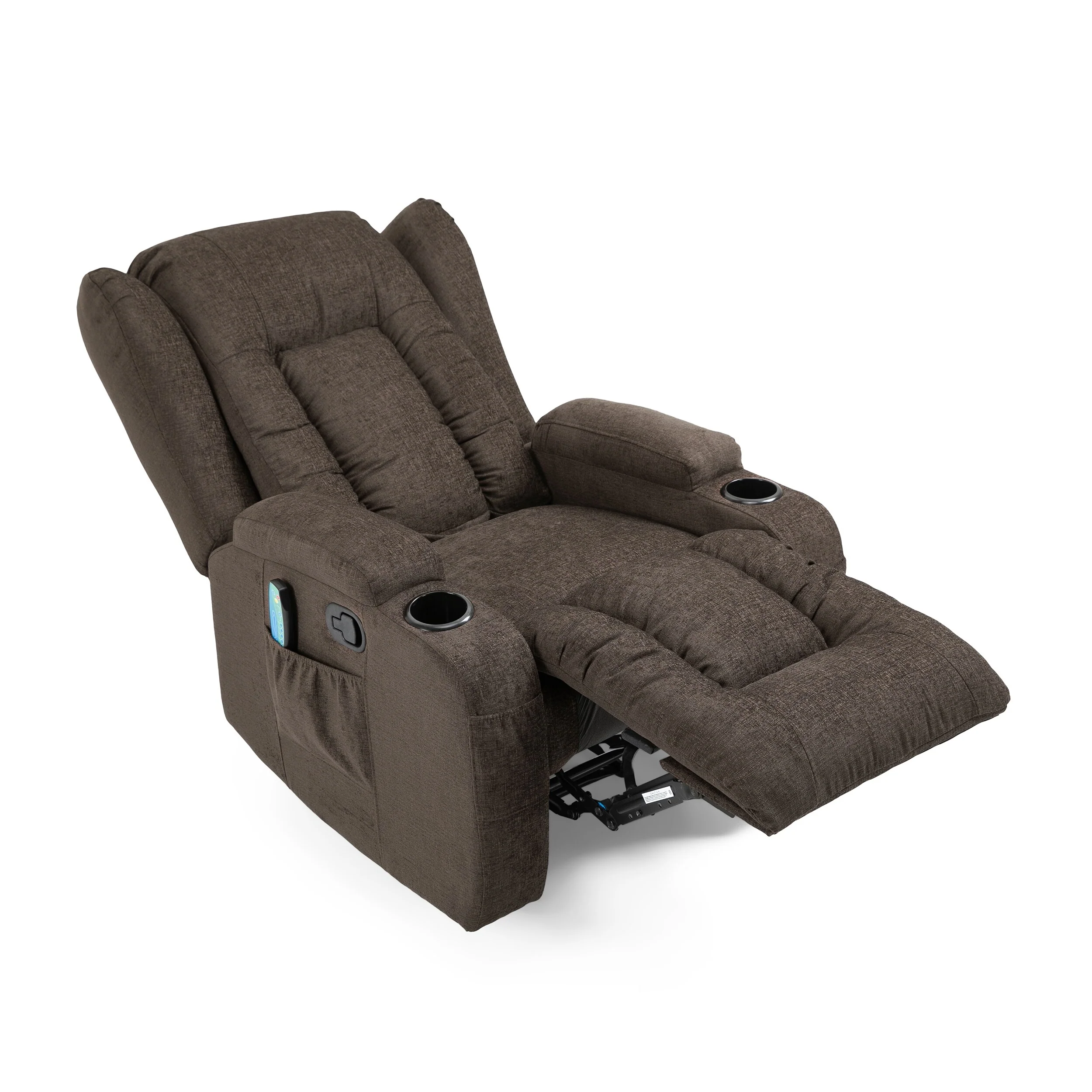 Massage Recliner with Heating, 5 Modes, Cup Holders, Remote Control, and Manual Reclining Feature