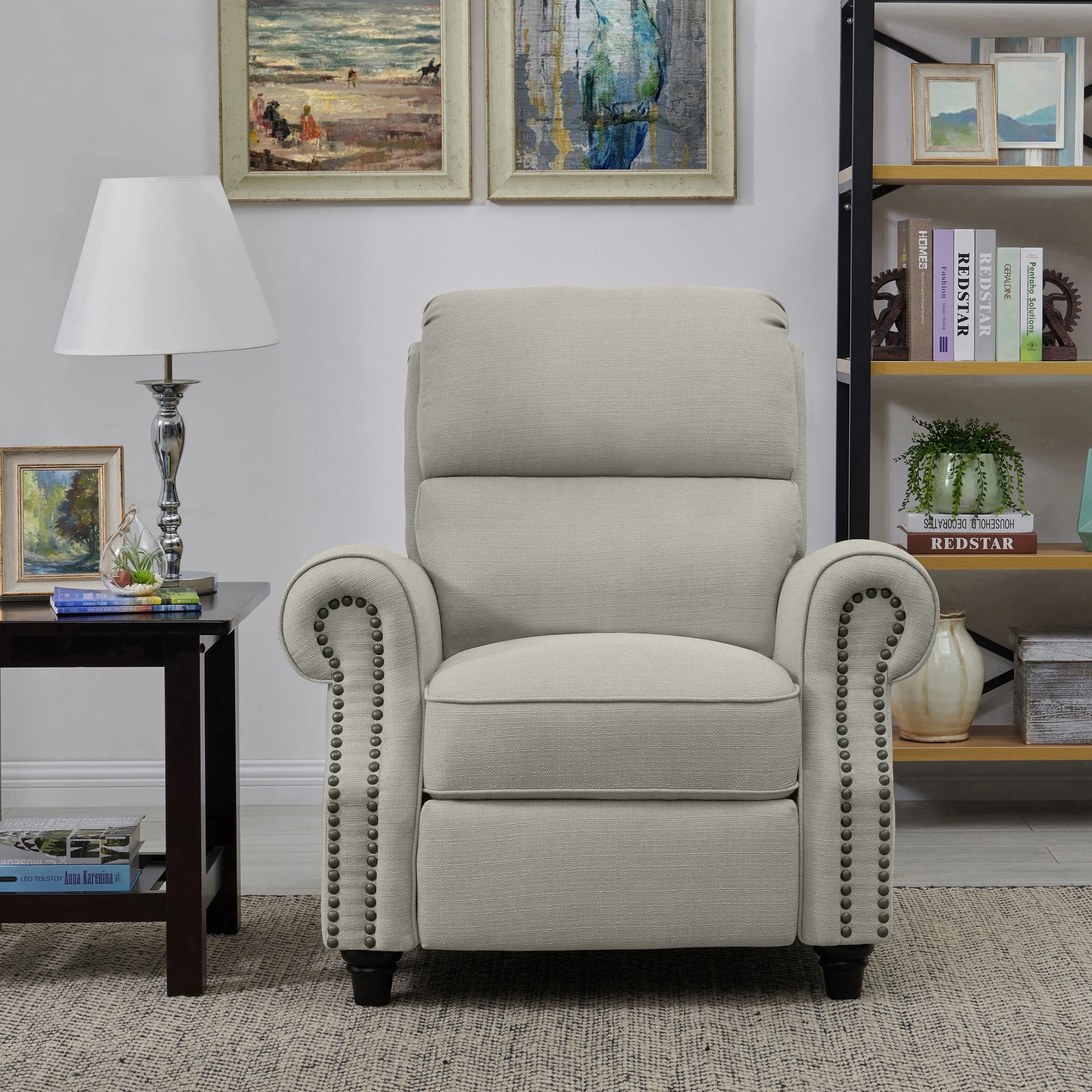 Copper Grove Jessie Linen Push-back Recliner Chair