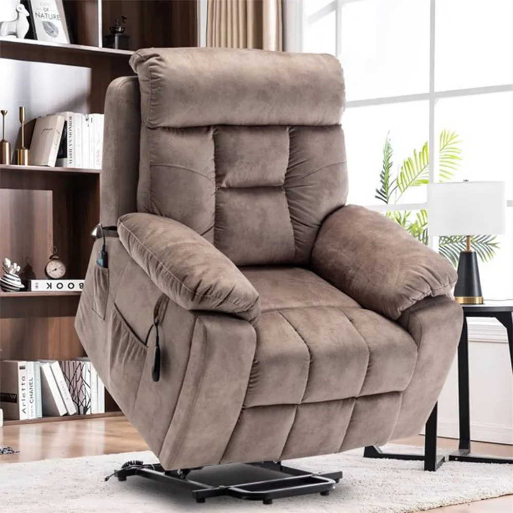 Large Electric Massage Lift Recliner with Heat, Hidden Cup Holder