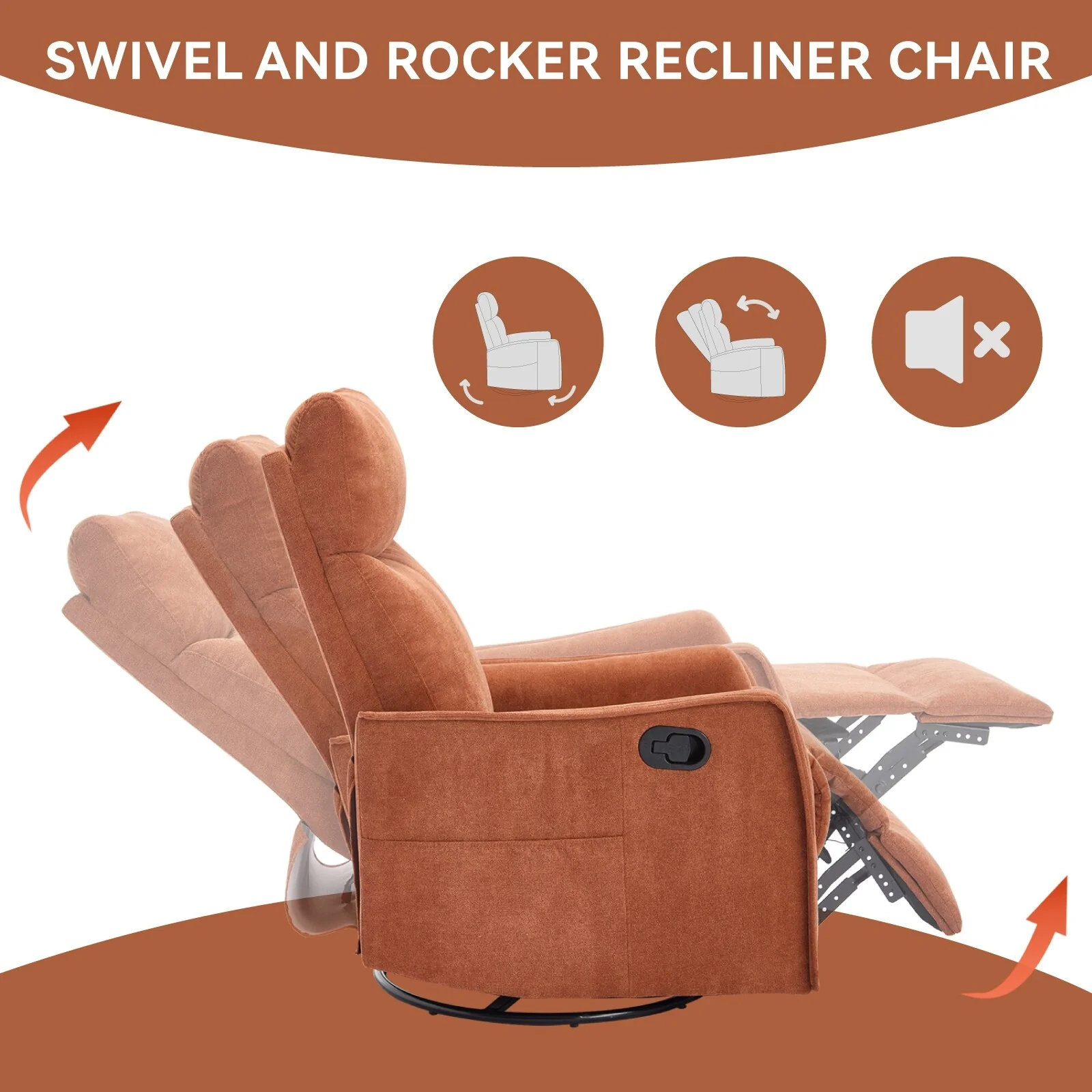 Heat Massage Manual Recliner Chair with Rocker and Swivel