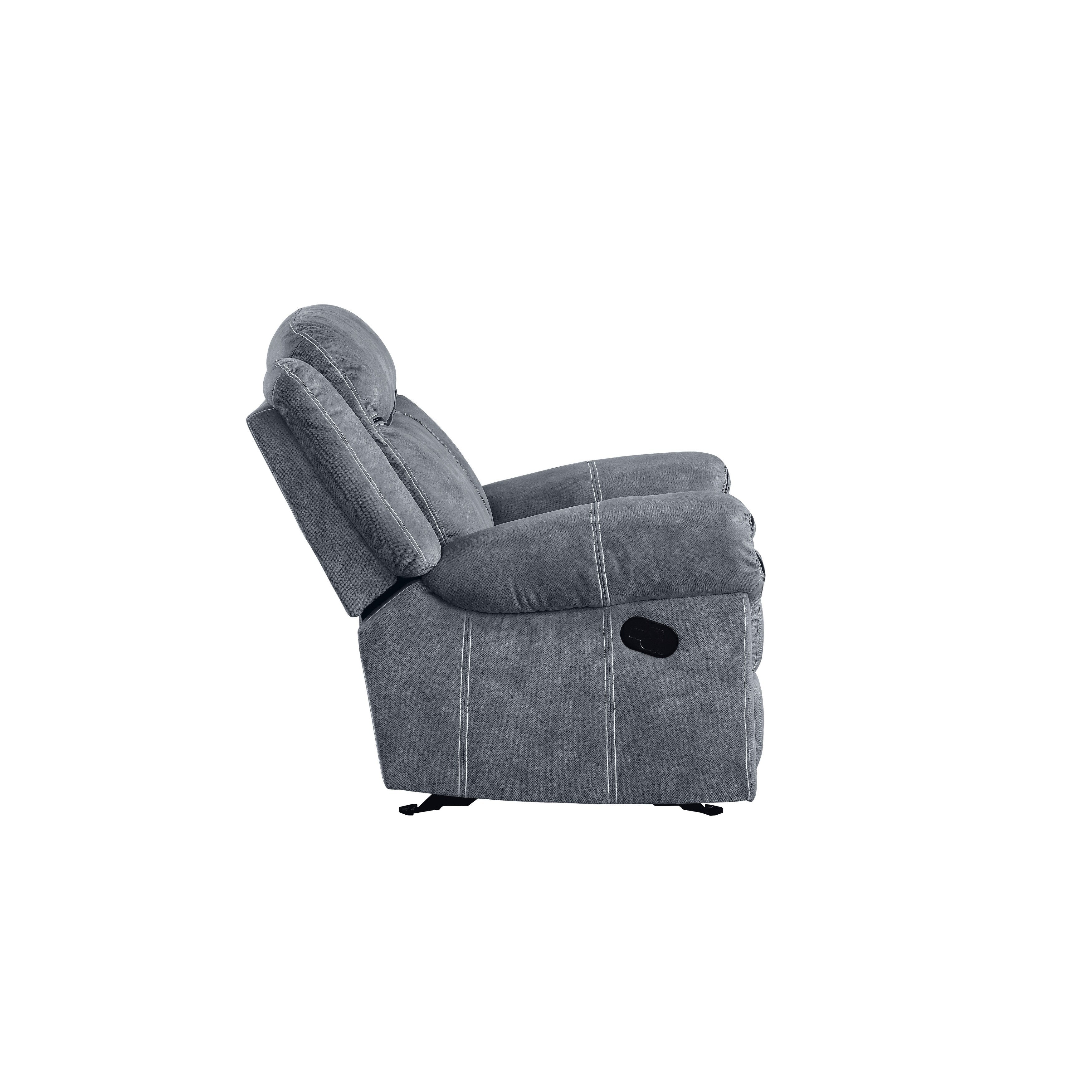 Two Tone Gray Velvet Glider Recliner