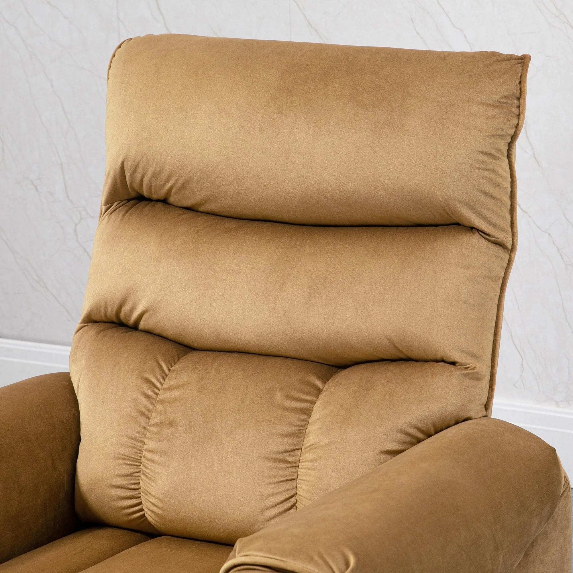 Brown Velvet Lift Recliner with Massage, Remote Control, and Adjustable Recline