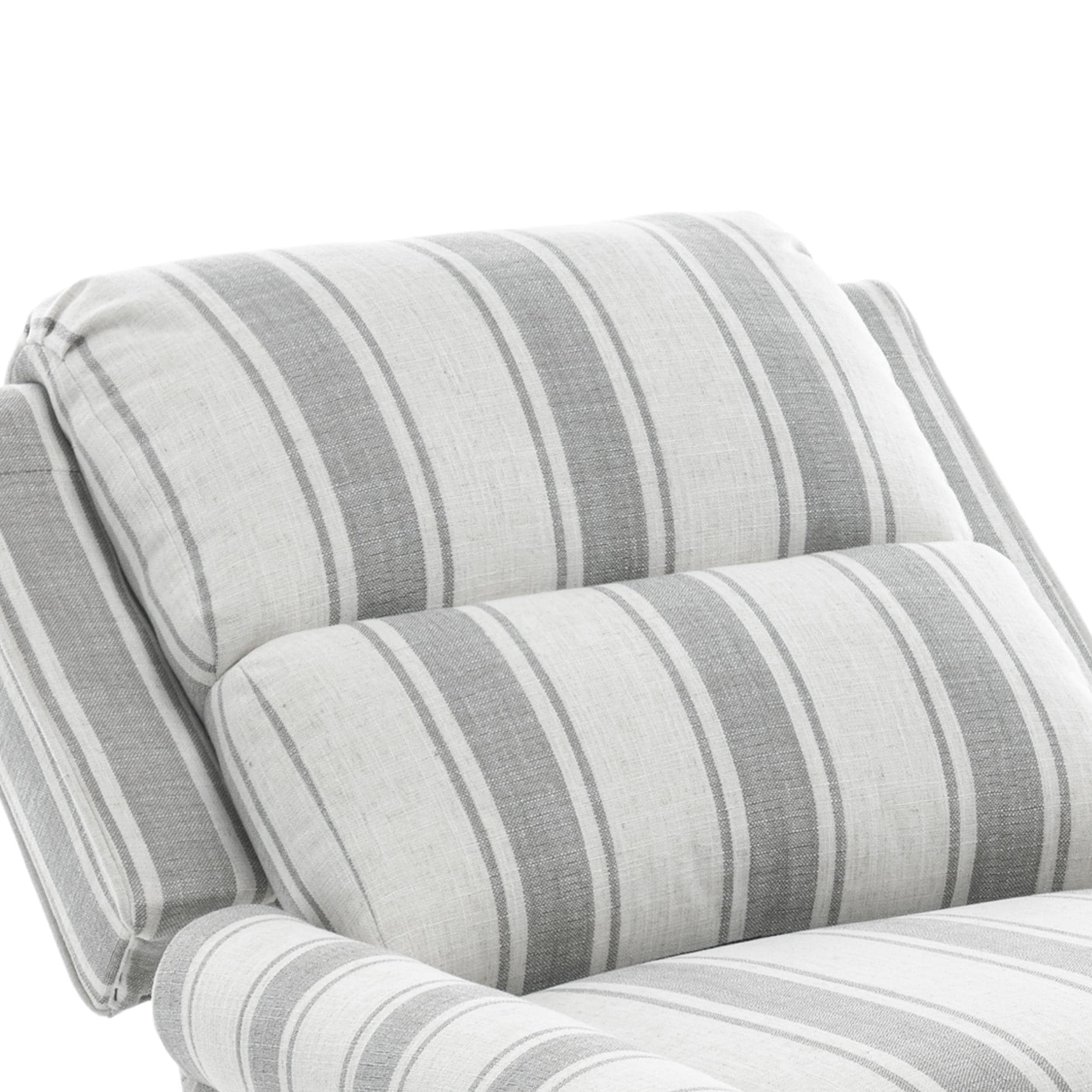 Mid-Century Nailhead Pu Leather Linen Recliner