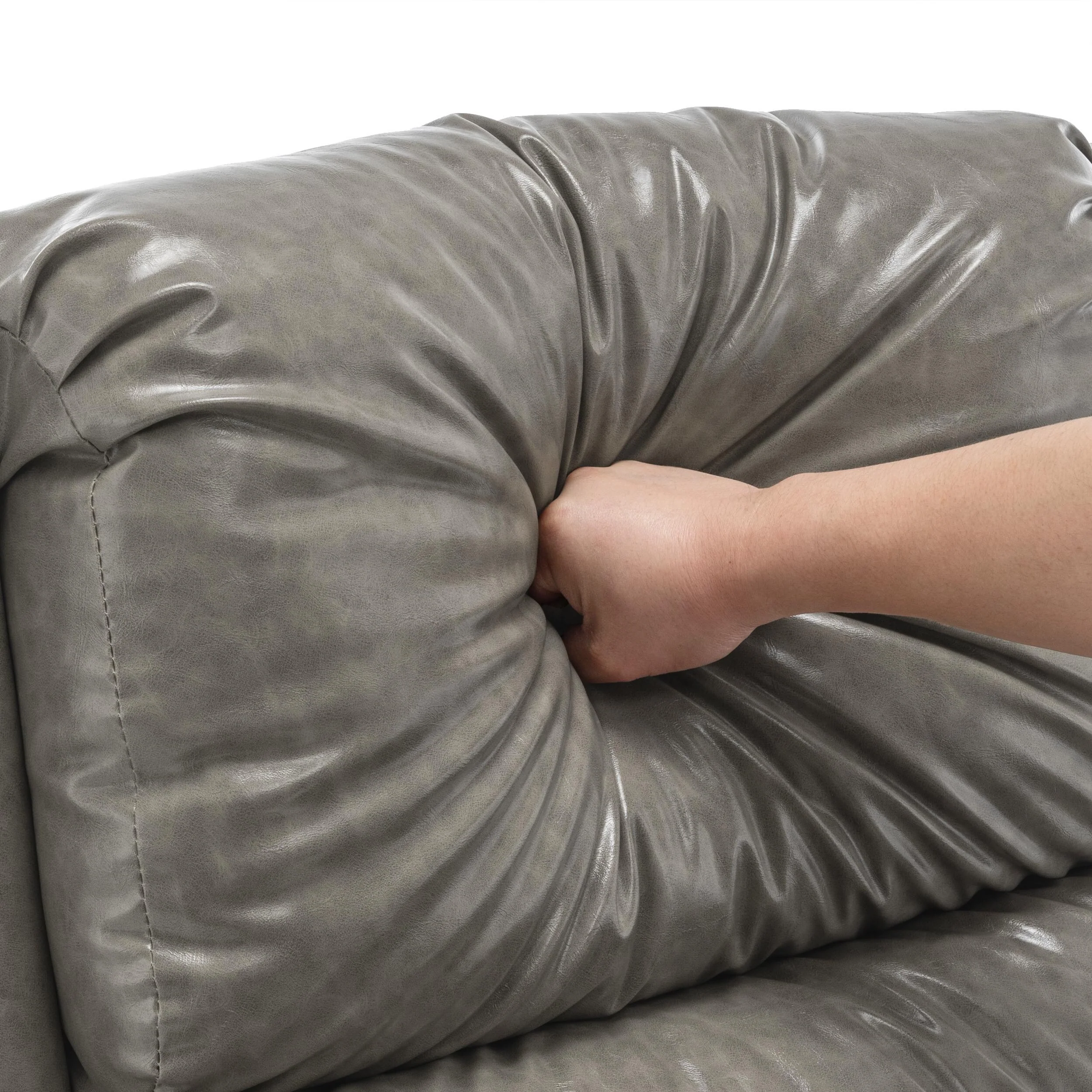 Mid-Century Nailhead PU Leather Linen Recliner