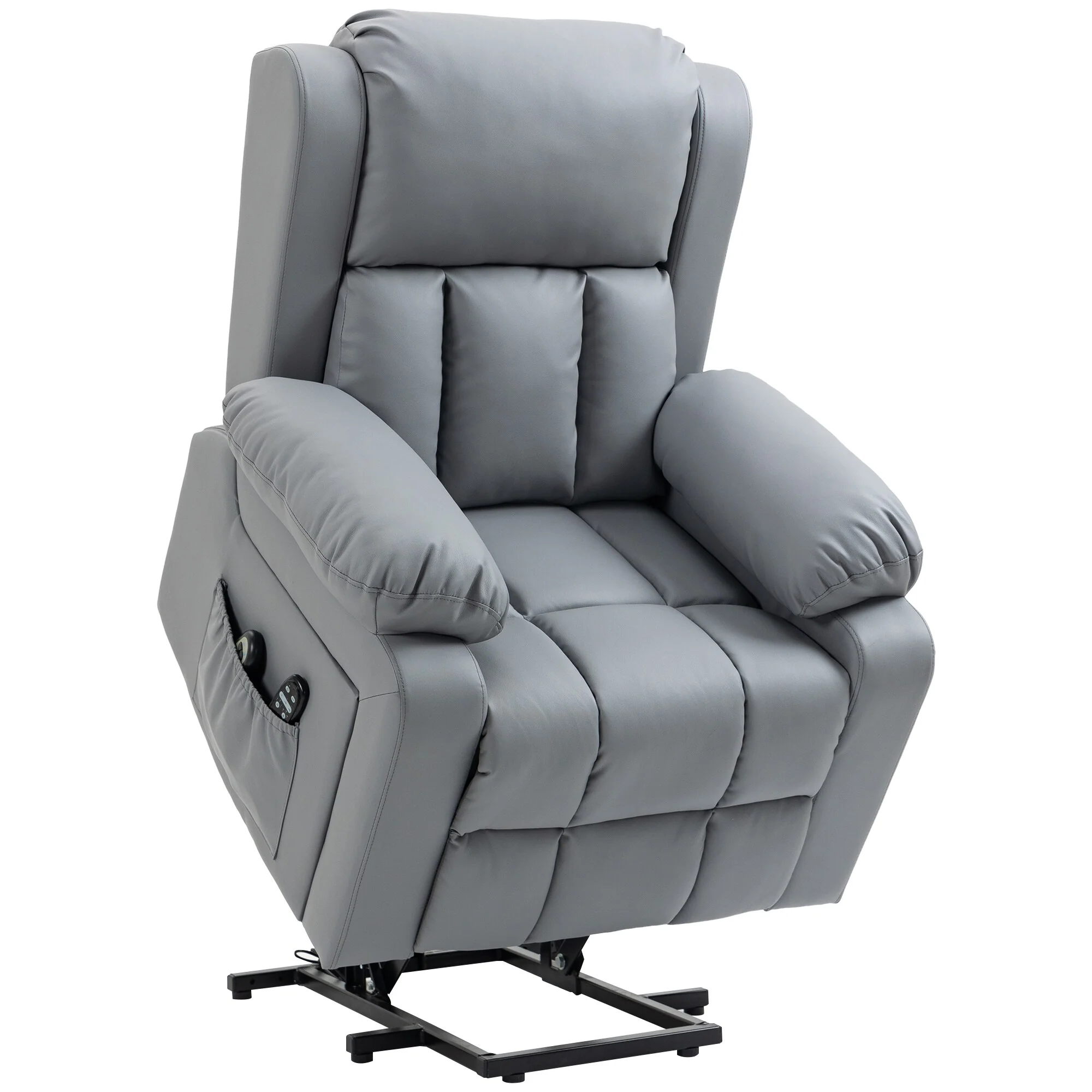 Grey Electric Power Lift Recliner Chair with Vibration Massage, Heating, Remote Control, and Side Pockets