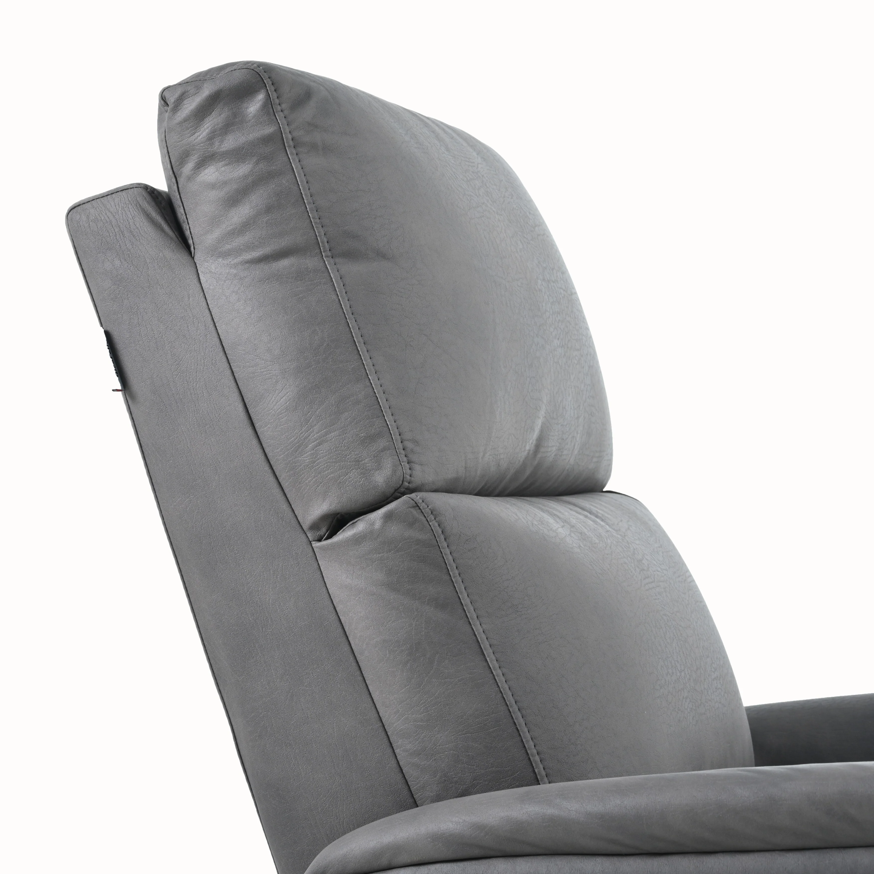 Grey Electric Reclining Chair with USB, Side Control, and Compact Design