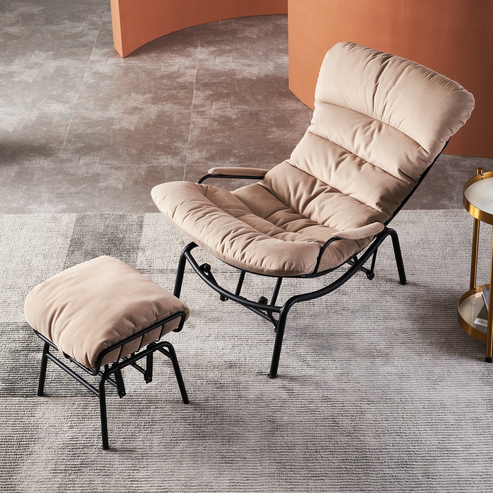 OVIOS Living Room Accent Chair Rocking Recliner Chair with Ottoman