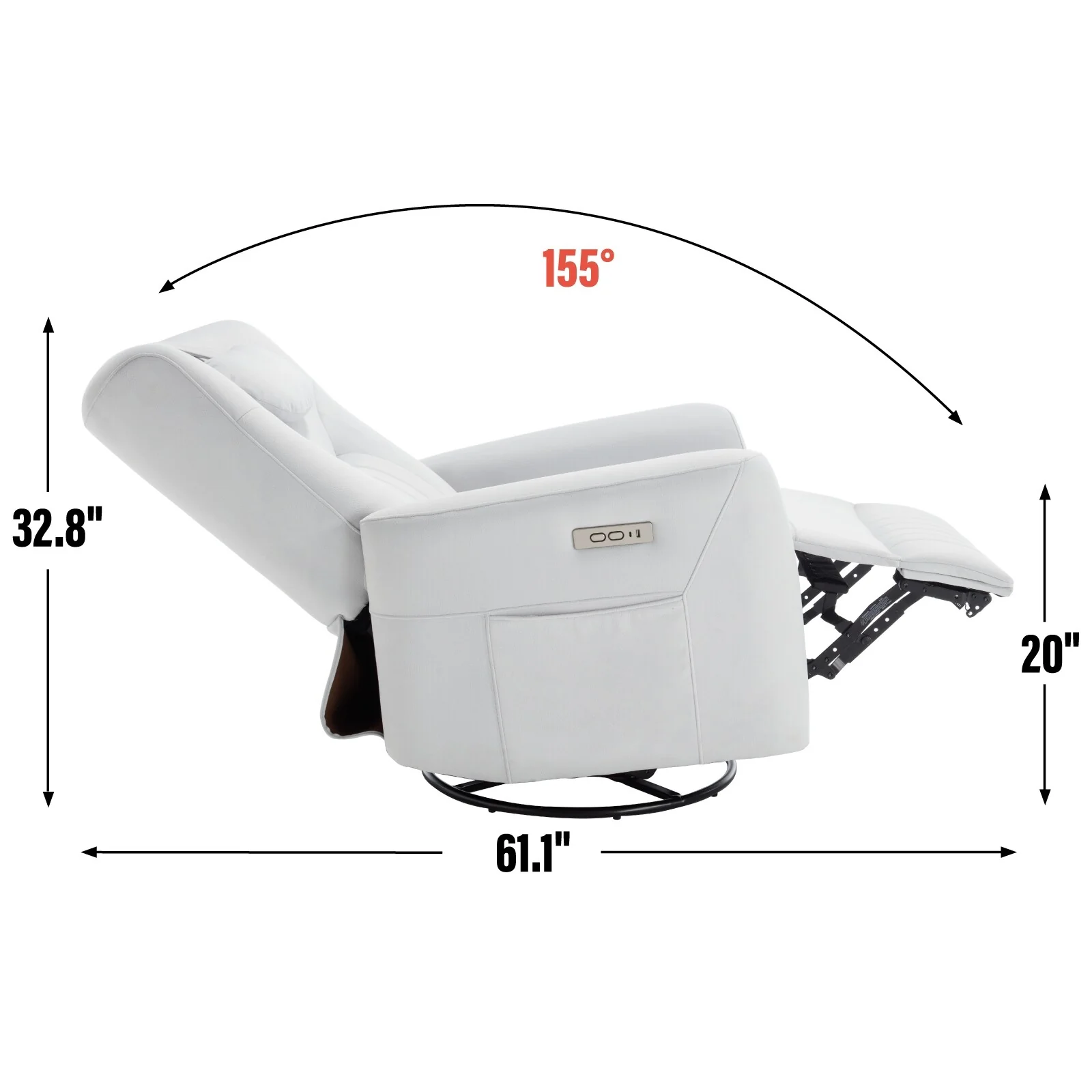 Swivel and Rocker Power Recliner Chair with Lumbar