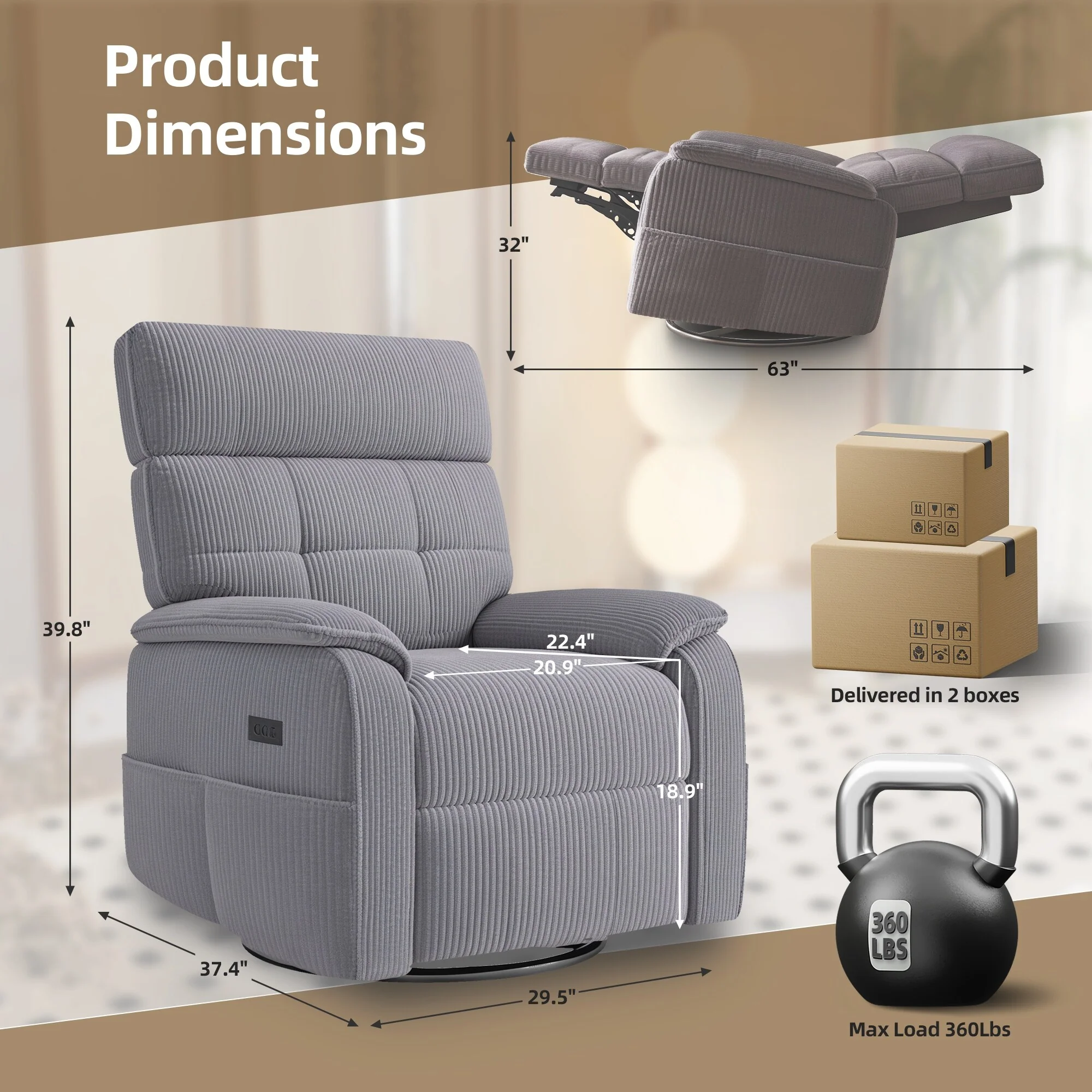 Power Swivel Rocker Recliner Chair