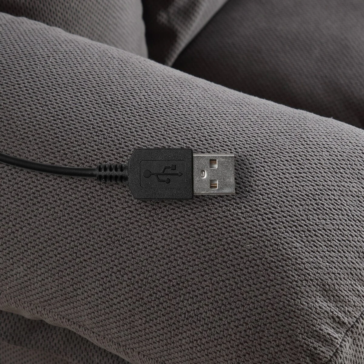 Swinging recliner massage heated sofa, with USB and 2 cup holders in side pockets, PackageA+B (BEIGE )