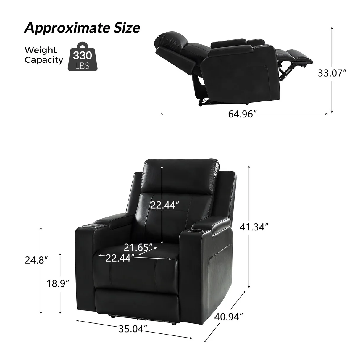 Marion Classic 35.5 Wide Power Recliner with Cup Holder by HULALA HOME