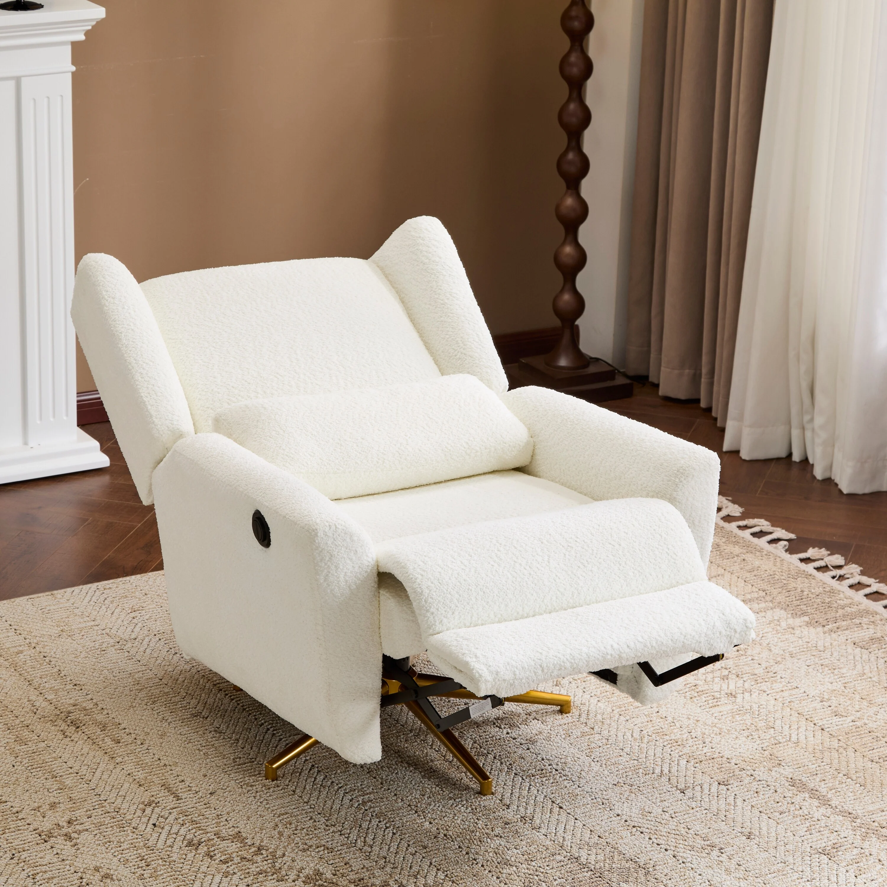 Christopher Knight Home - Starling Power Swivel Recliner With Gold Metal Base