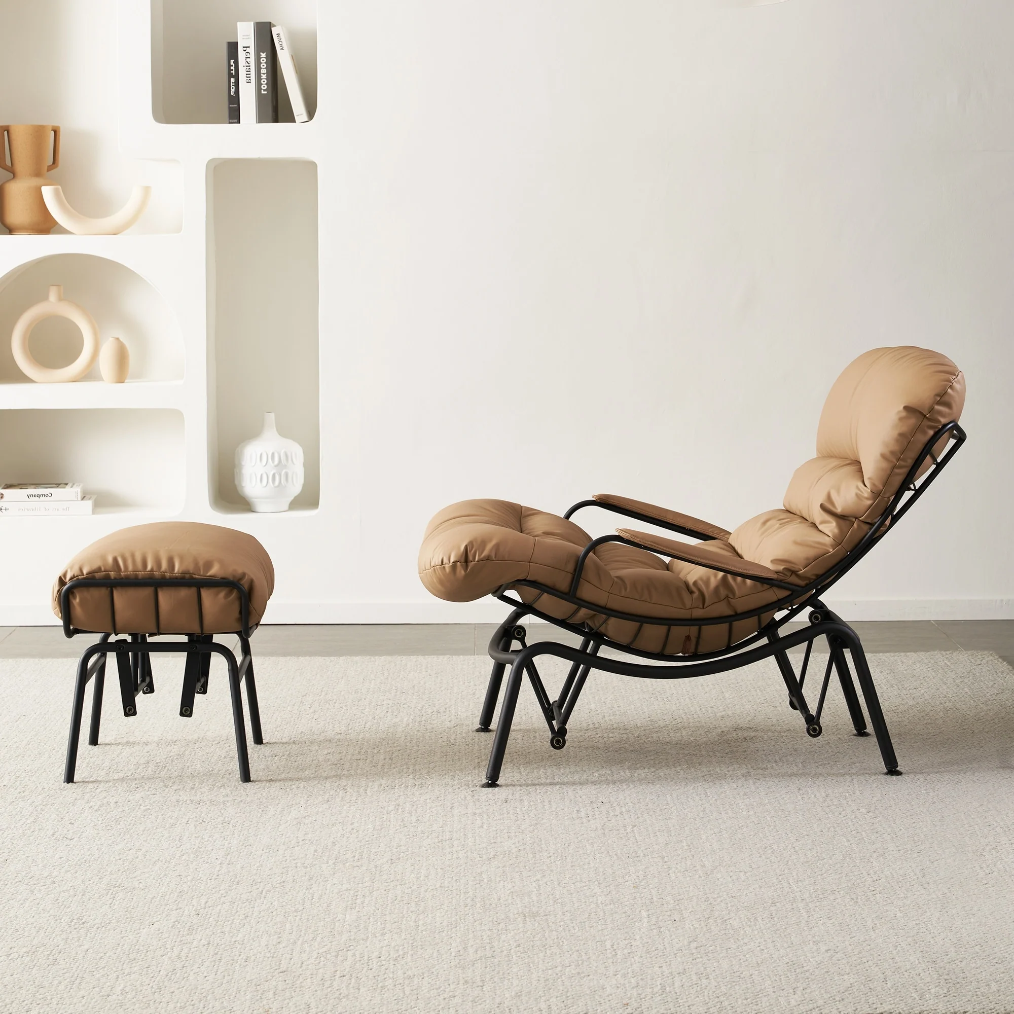 OVIOS Living Room Accent Chair Rocking Recliner Chair with Ottoman