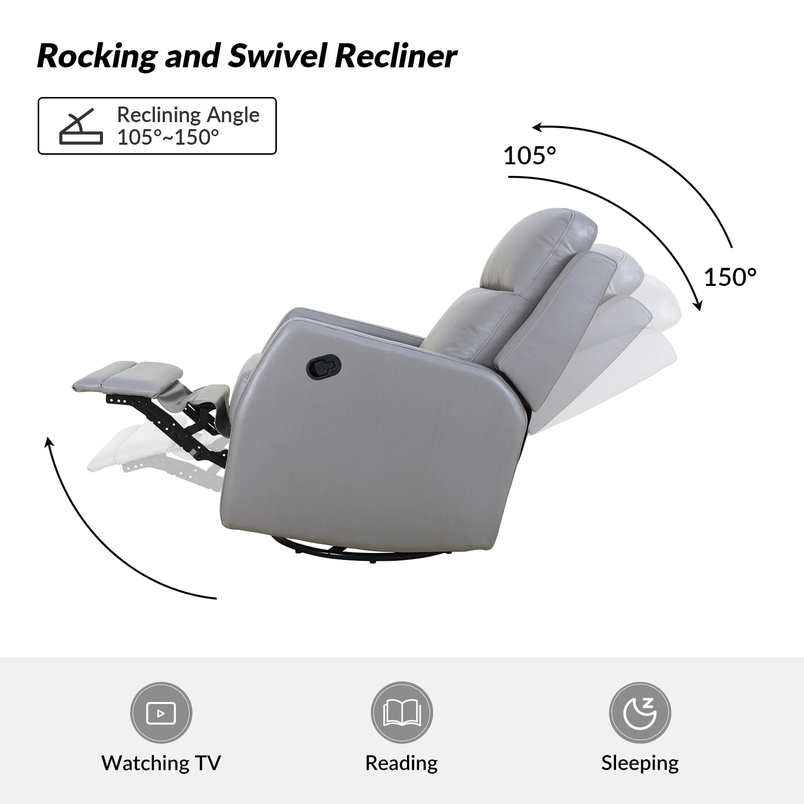 Esteban Modern Faux Leather Manual Rocking Swivel Recliner with Wingback Set of 2