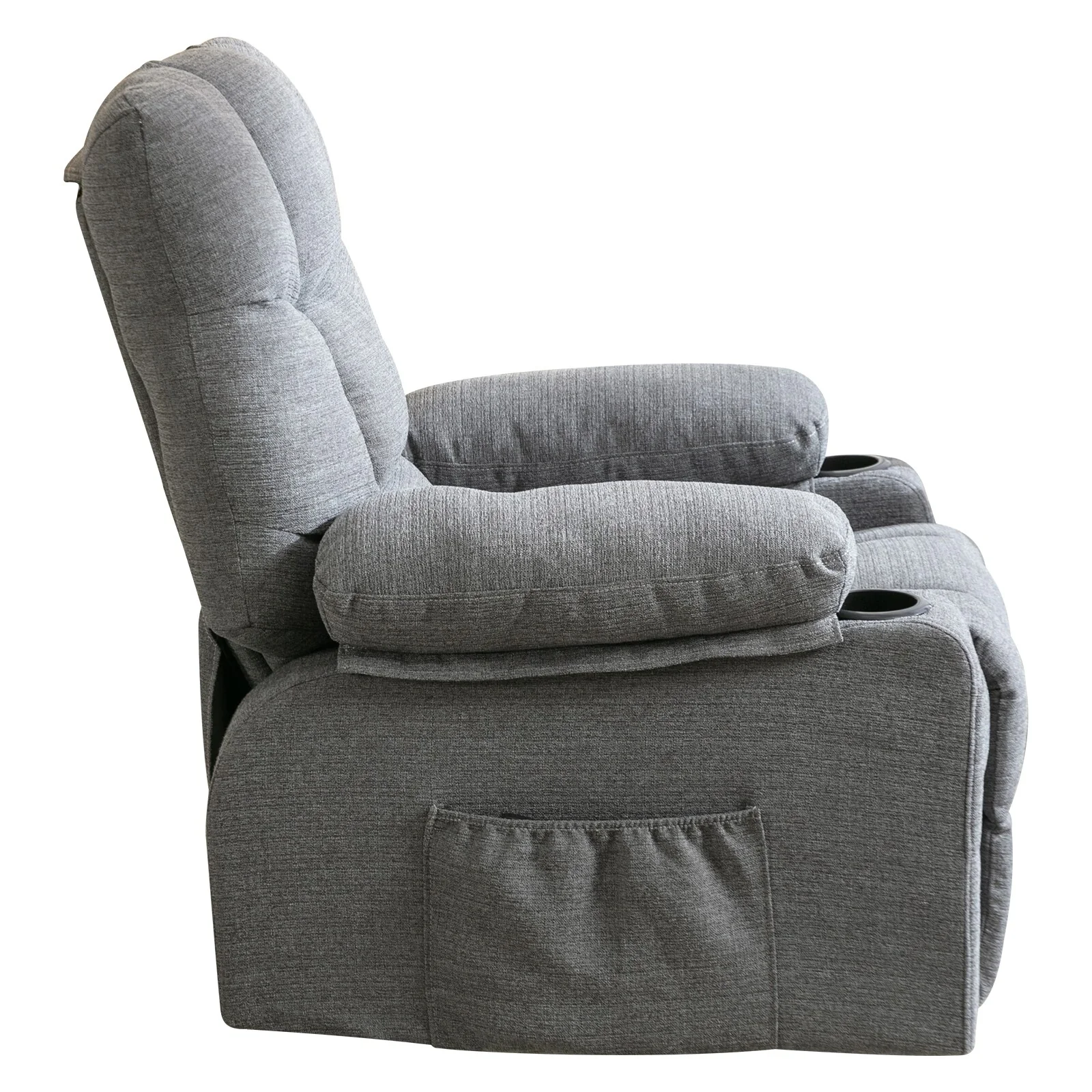 Grey Adjustable Recliner with Massage, Heating, USB, and Cup Holders