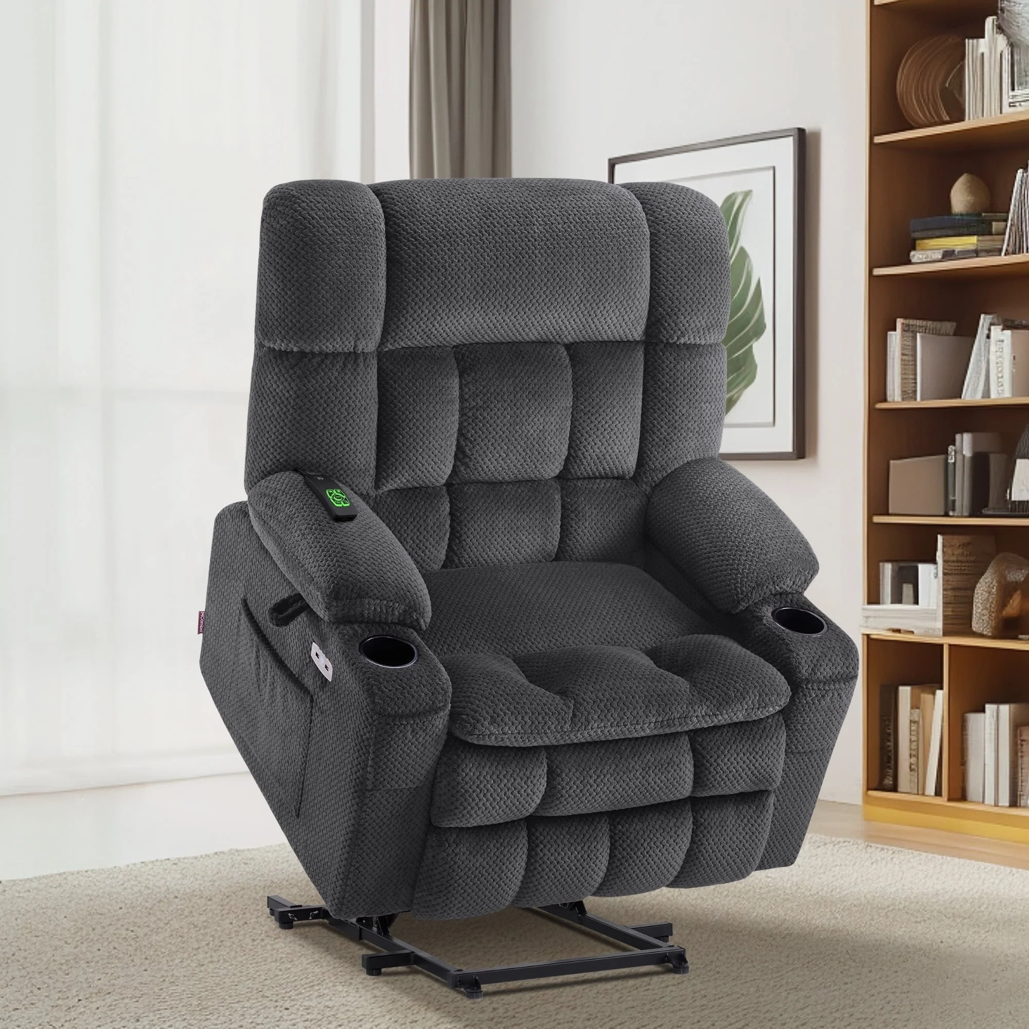 MCombo Dual Motor Power Lift Recliner Chair Sofa with Massage and Heat, Infinite Position, USB Ports, Fabric R7897