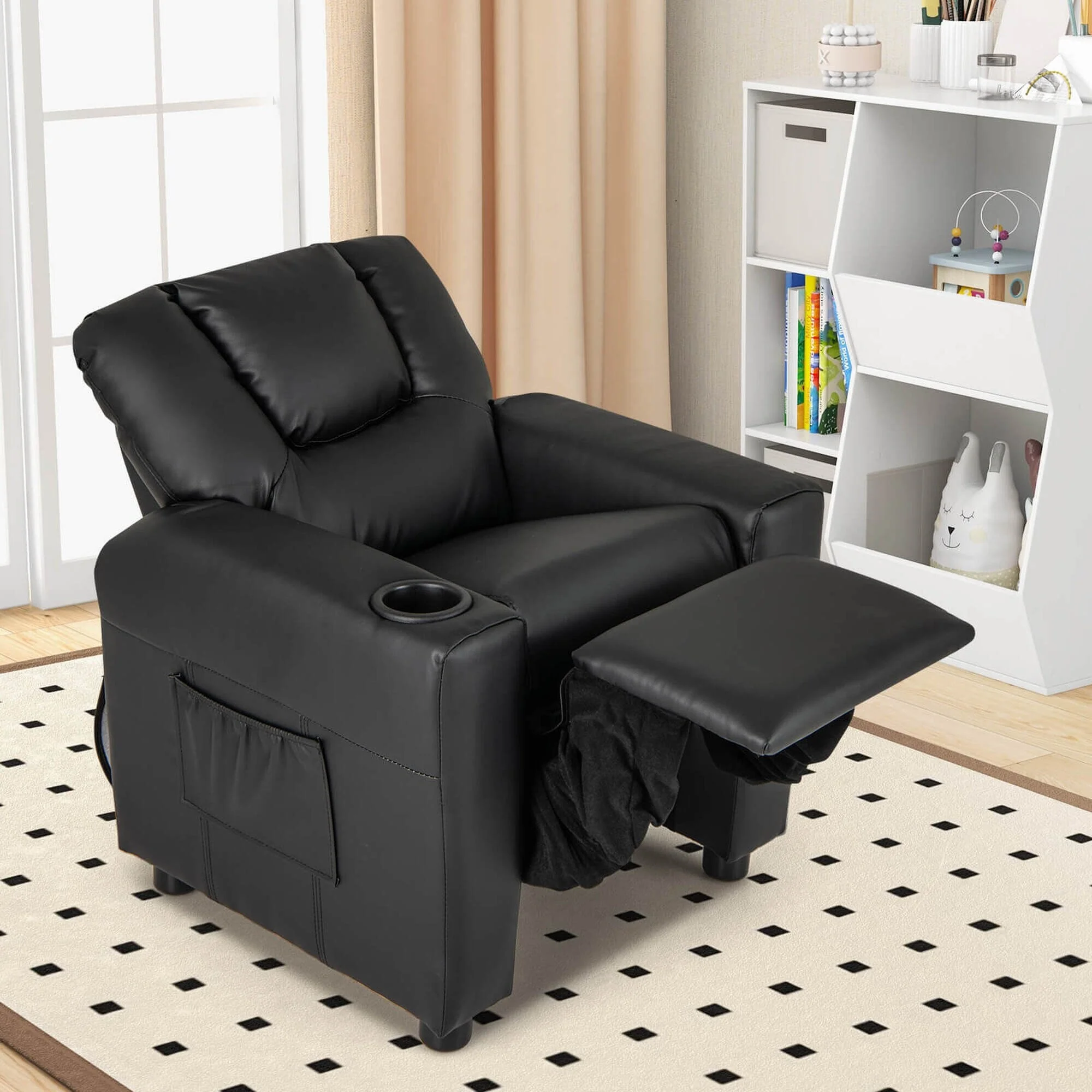 Costway Kids Recliner Chair with Cup Holder  Side Pocket Adjustable