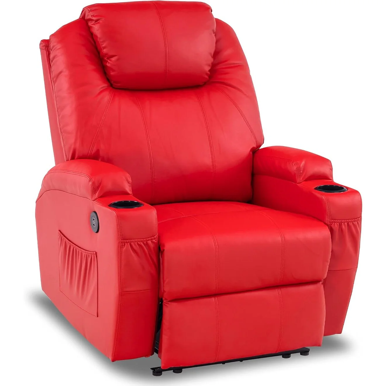 Mcombo Electric Power Recliner Chair with Massage and Heat, Faux Leather 7050