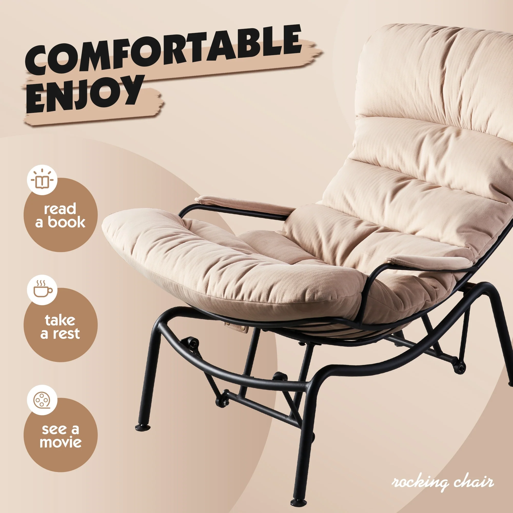 OVIOS Living Room Accent Chair Rocking Recliner Chair with Ottoman