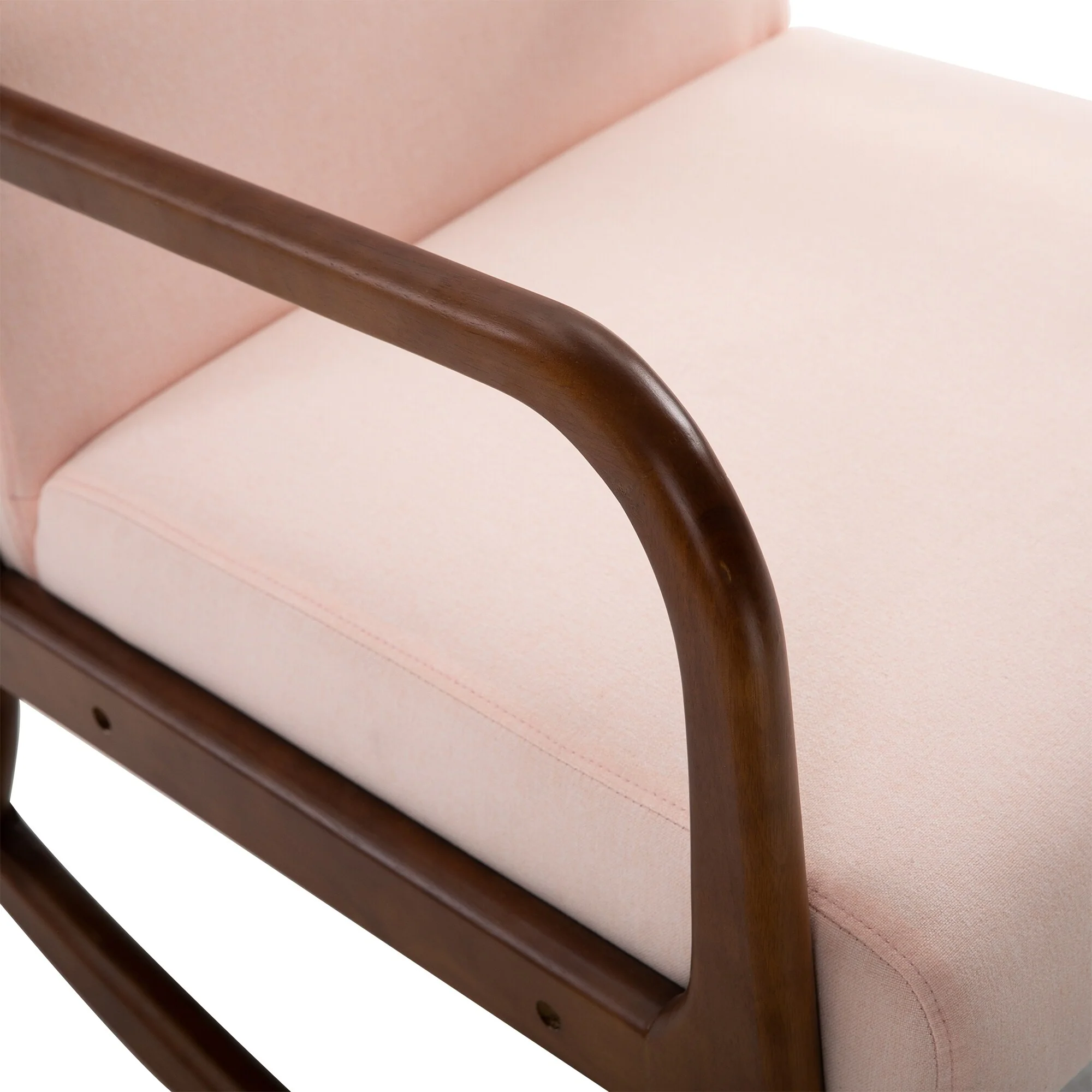 HOMCOM Rocking Chair with Curved Wood Base, Fabric Rocker with Padded Seat Home Furniture Bedroom Living Room Relax