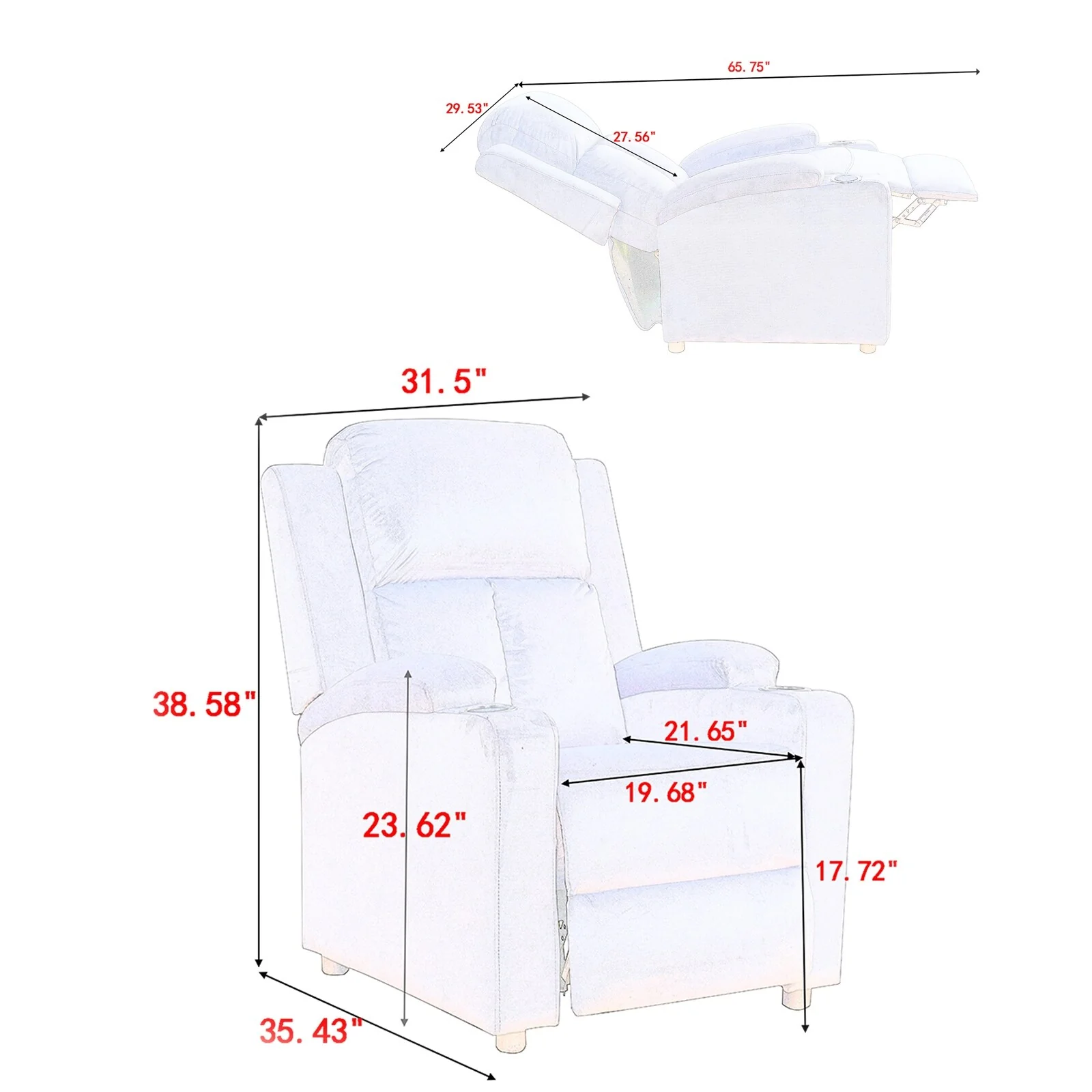31.5'' Wide Recliner with 2 Cup Holder