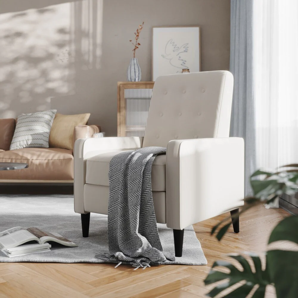 Pushback Recliner with Button Tufted Back