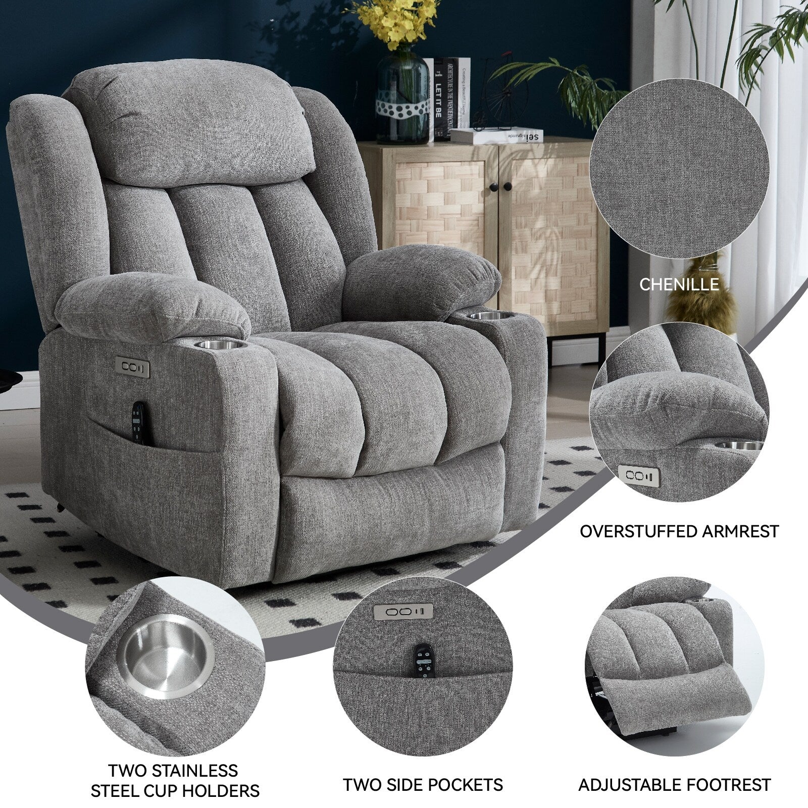 Chenille Power Lift Recliner Chair