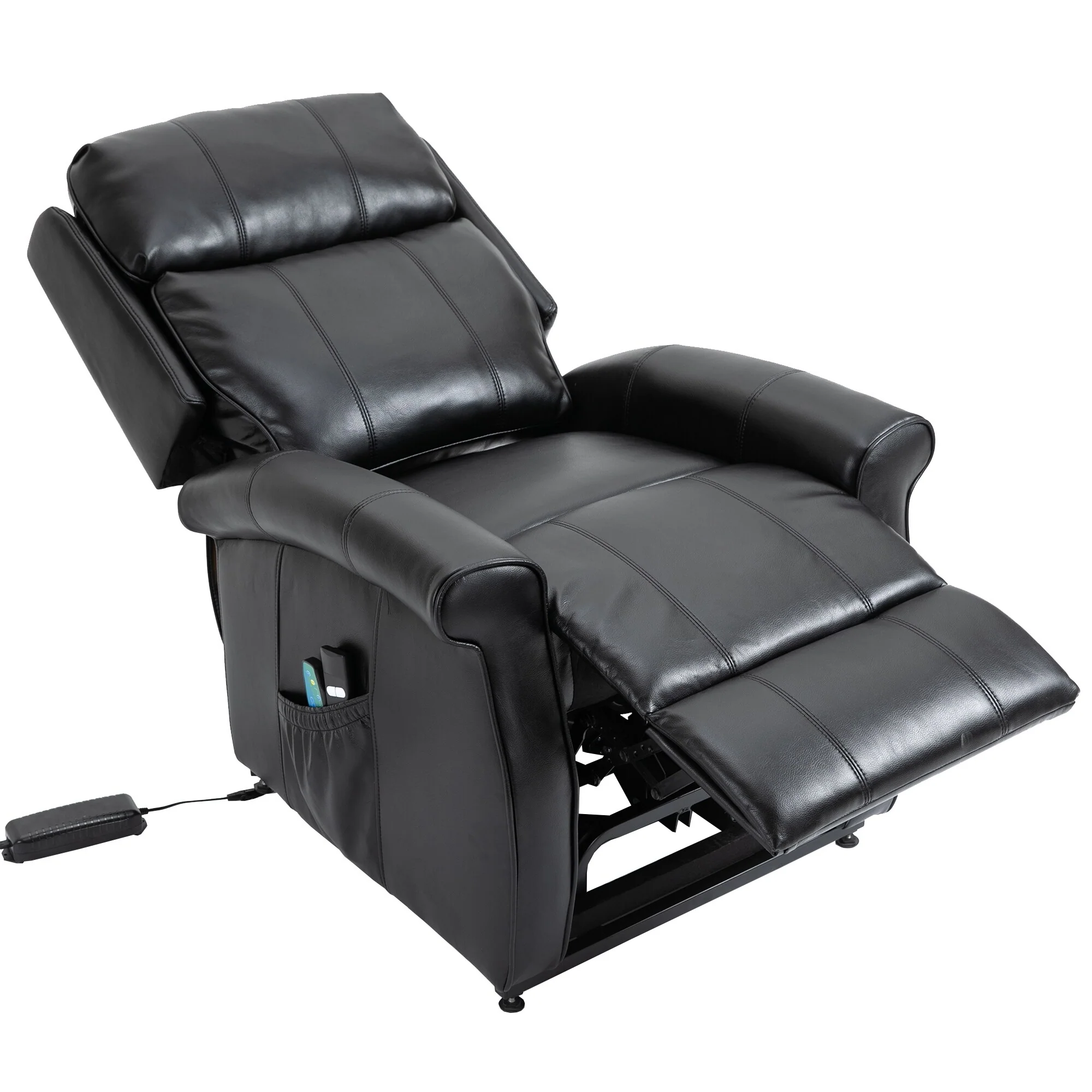 Clihome Faux Leather Elderly Power Lift Recliner Chair with Massage