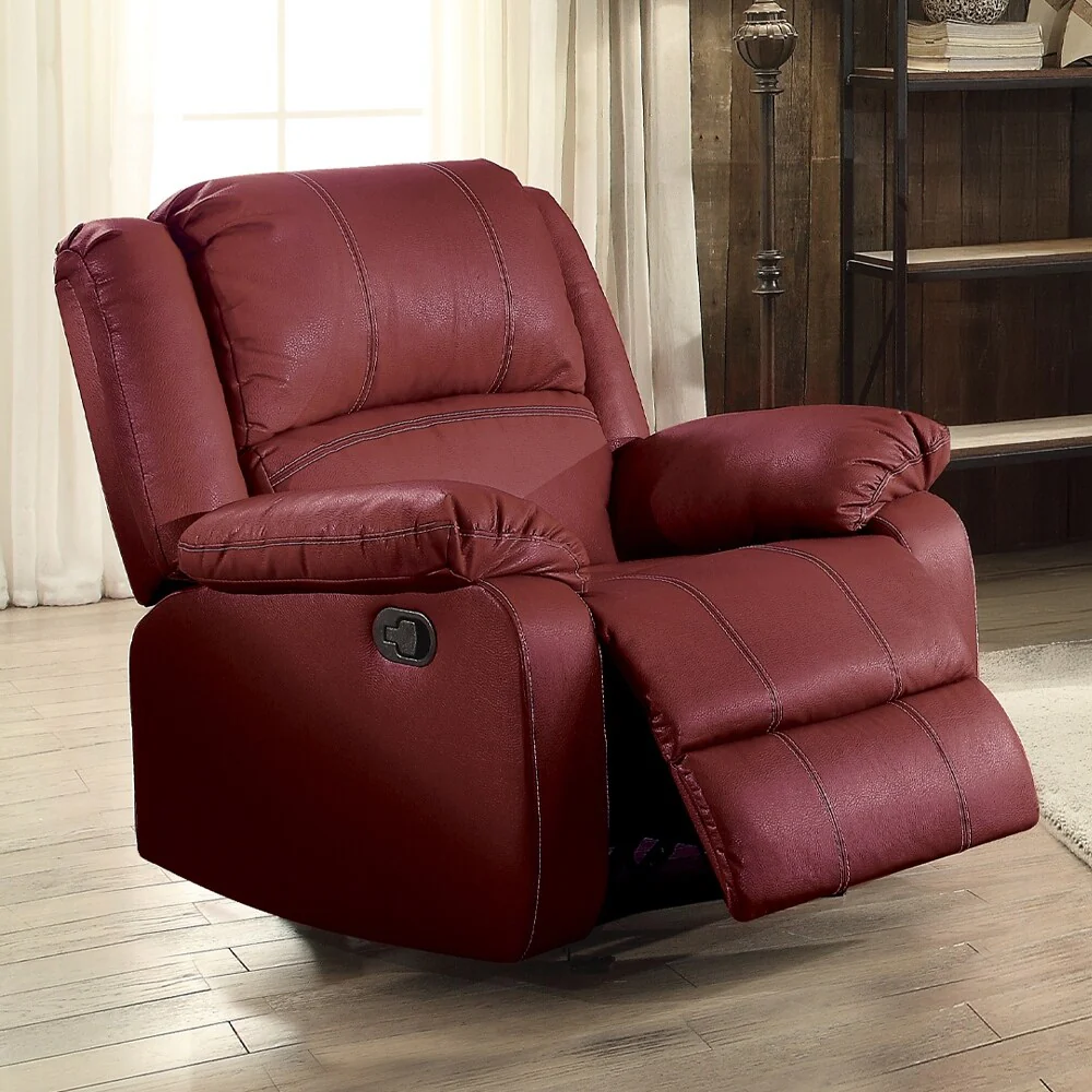 Red Synthetic Leather Motion Rocker Recliner