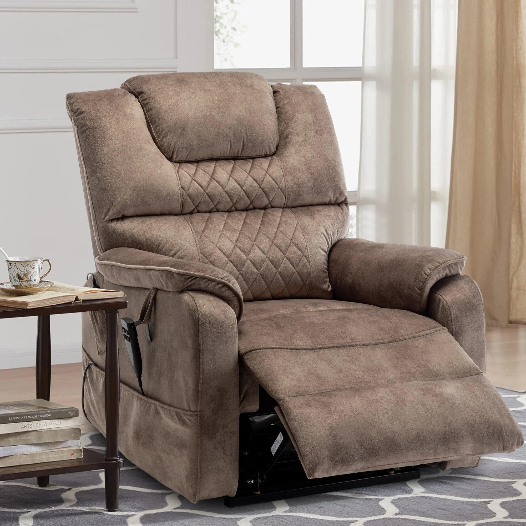 35.5W Dual Electric Power Lift Recliner,MassageHeat,180 degrees