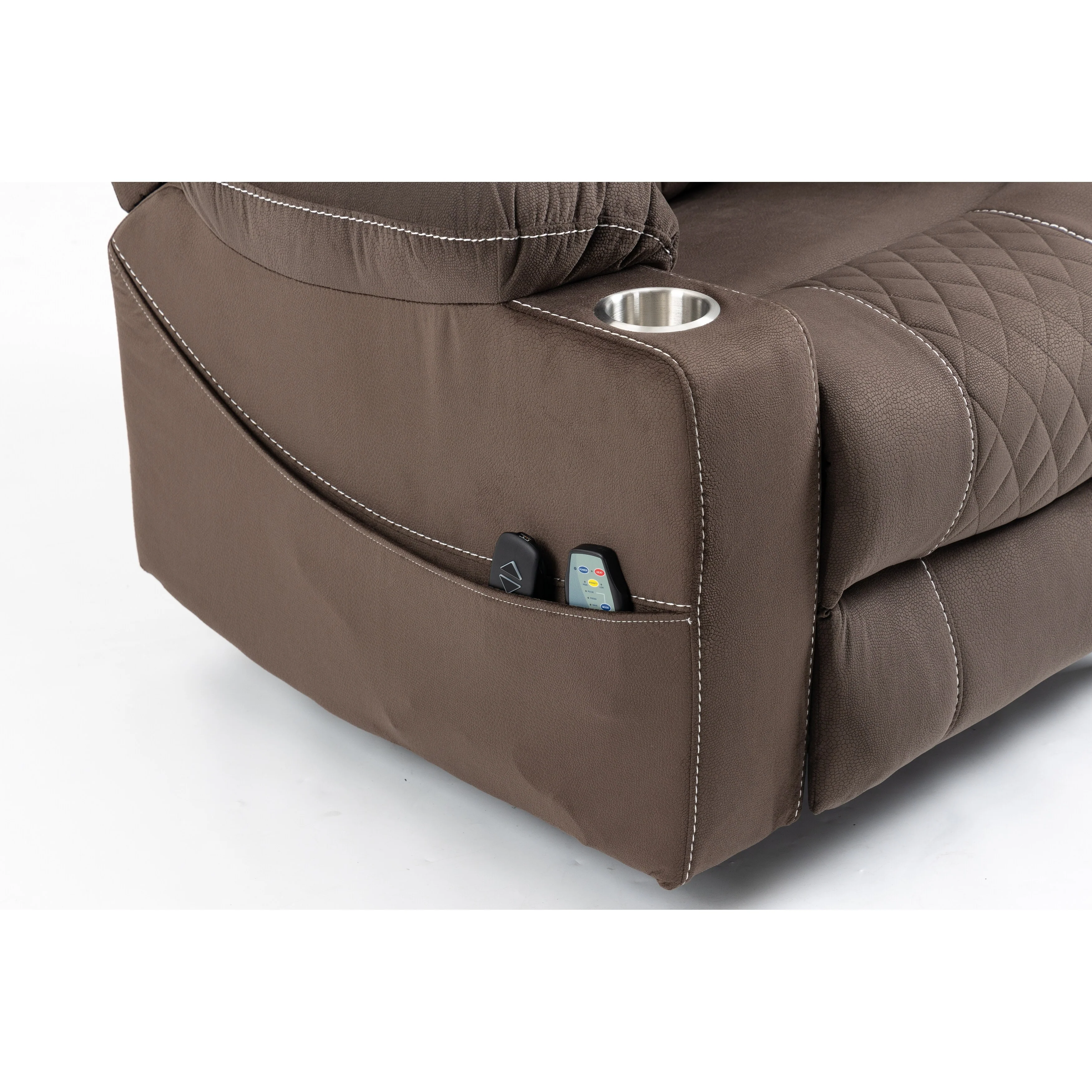 Standard Size Velvet Dual Motor Power Recliner Chair with Heat, Massage, and Dual Cup Holders