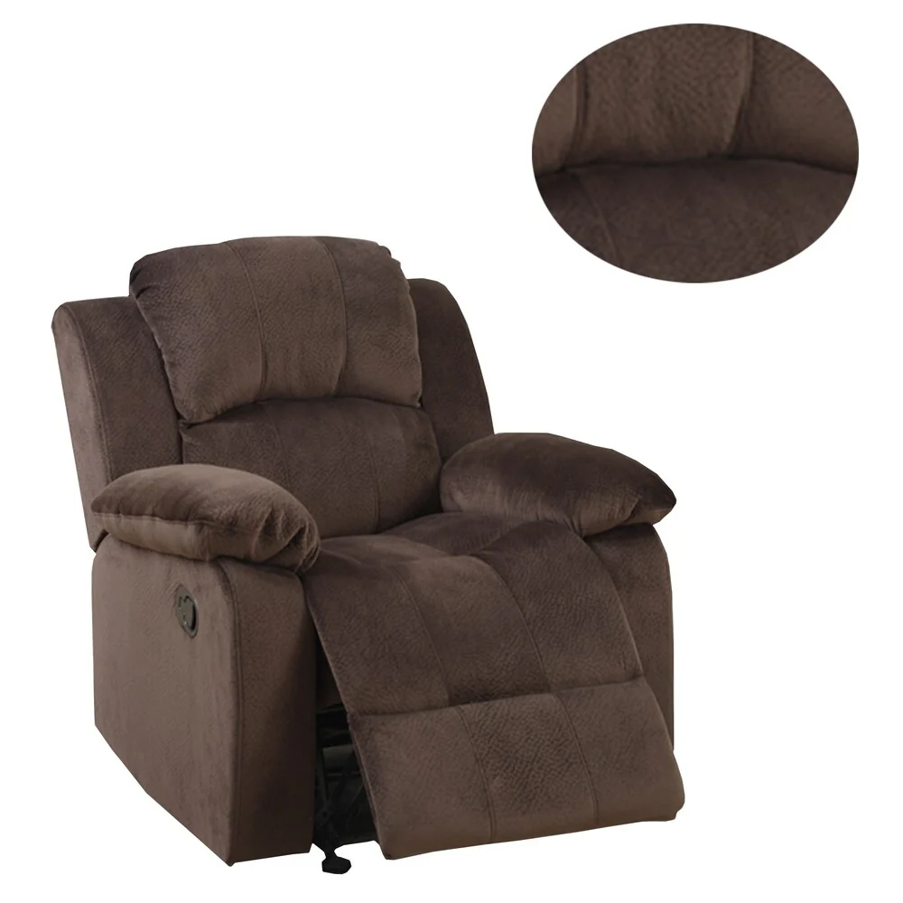 Chocolate Brown Suede Fabric Rocker Recliner Chair