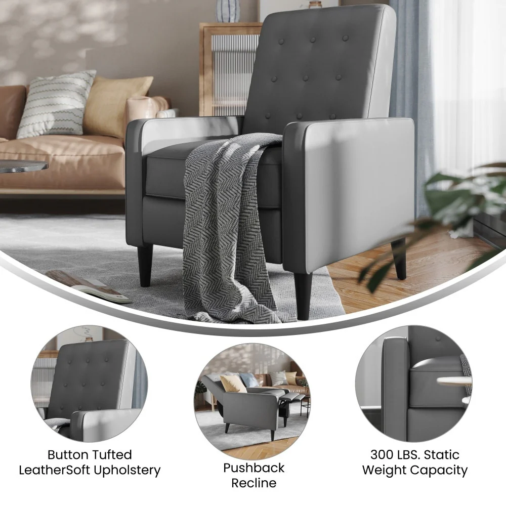 Pushback Recliner with Button Tufted Back