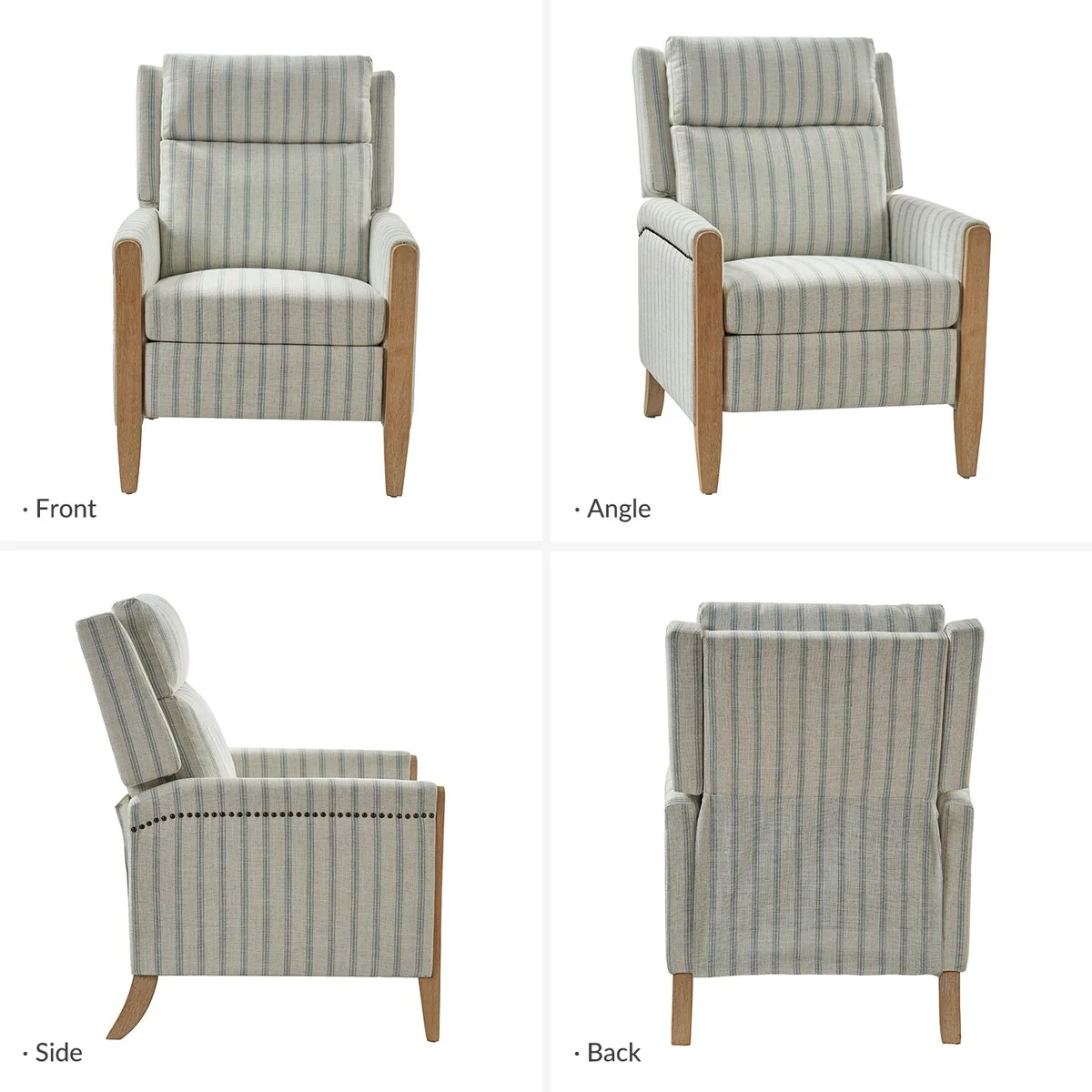 Suares Transitional Nailhead Manual Recliner with Solid Wood Legs Set of 2 by HULALA HOME