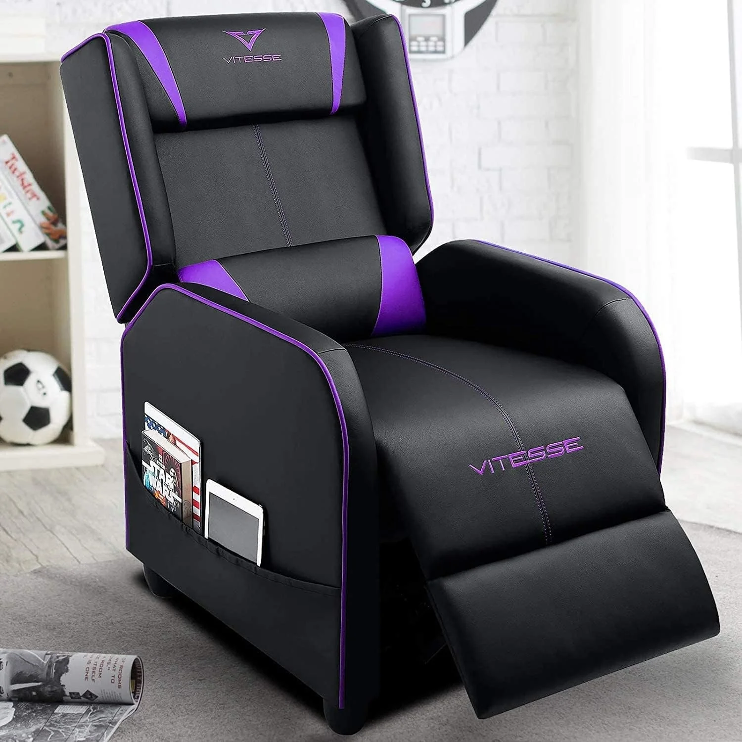 BOSSIN Gaming Recliner Chair Racing Style High Back Chair Living Room Recliners Theater Seating