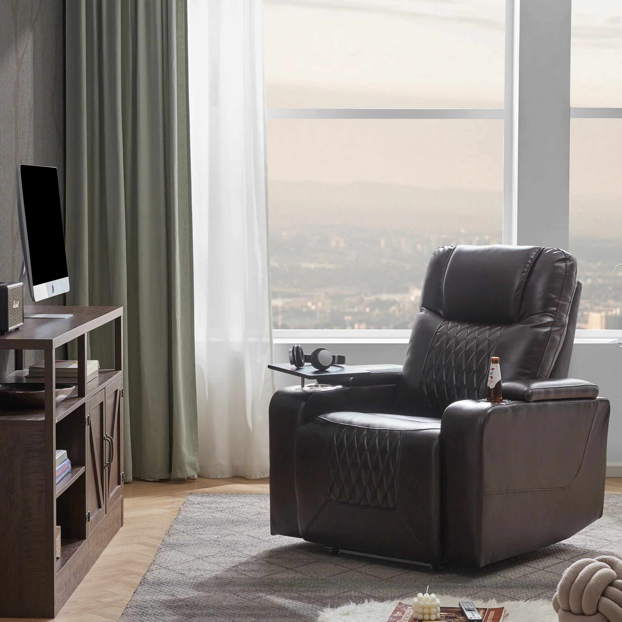 Nestfair Power Motion Recliner with 2 Cup Holders and 360�� Swivel Tray Table