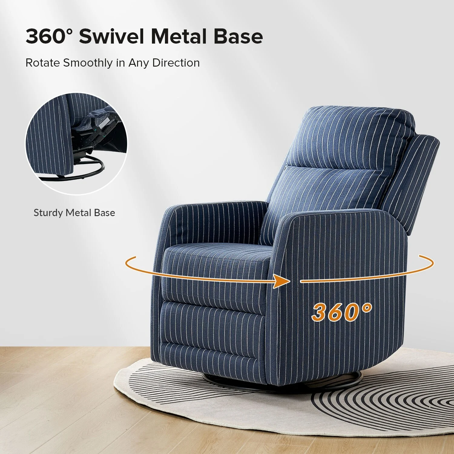 Diana Modern Polyester 360-degree Swivel Rocker Recliner by HULALA HOME