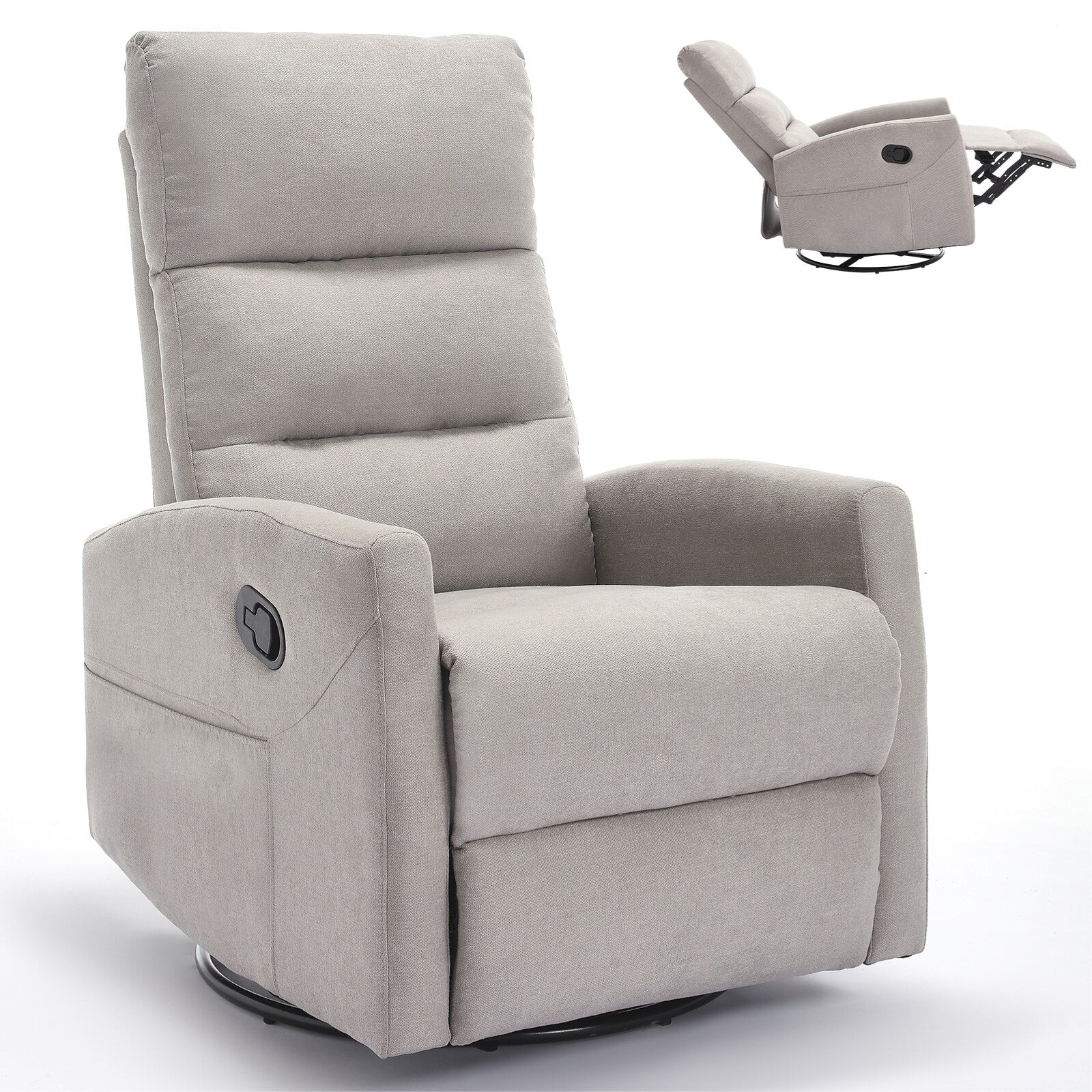 Swivel Rocking Recliner Chair with 155�� Recline & Tool?Free Setup