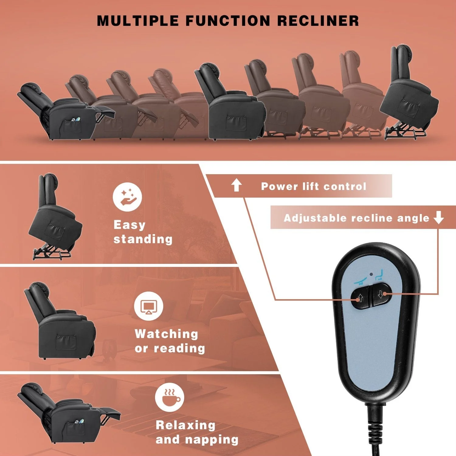 Homall Faux Leather Power Lift Recliner Chair with Massage