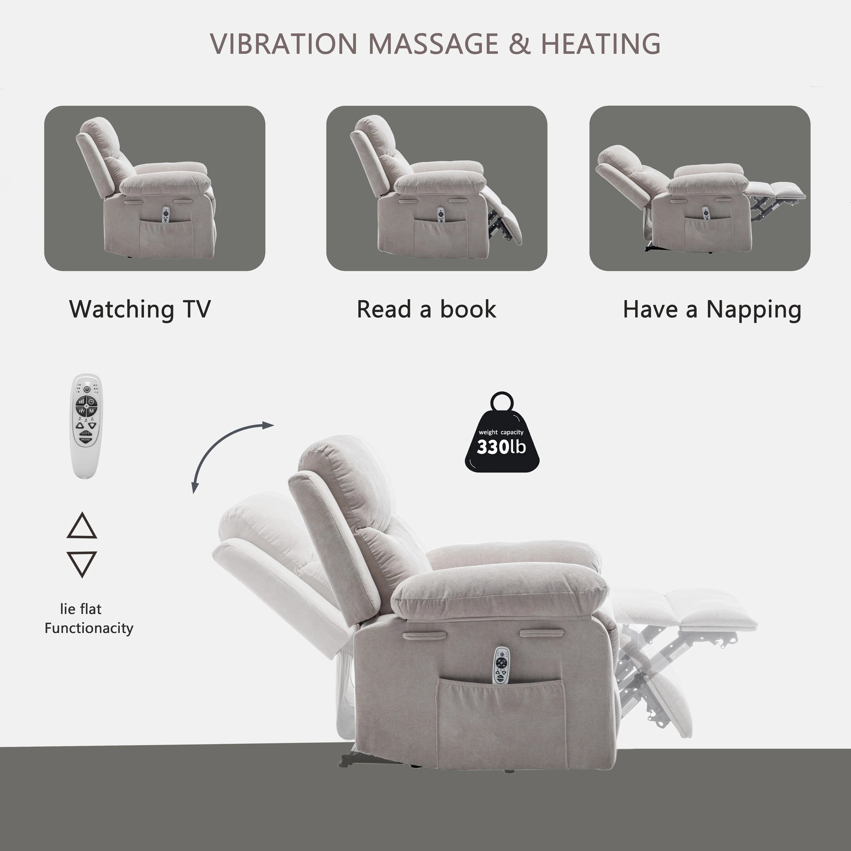 Power Recliner Chair with Adjustable Massage Function