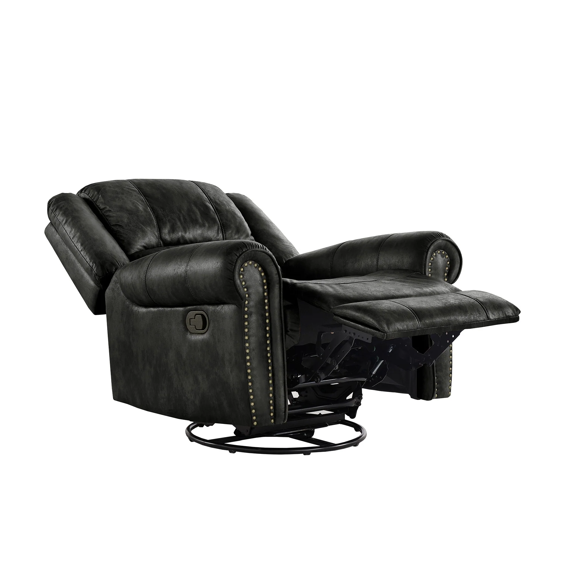 Monroe Polished Microfiber Nailhead Swivel Glider Recliner by iNSPIRE Q Classic