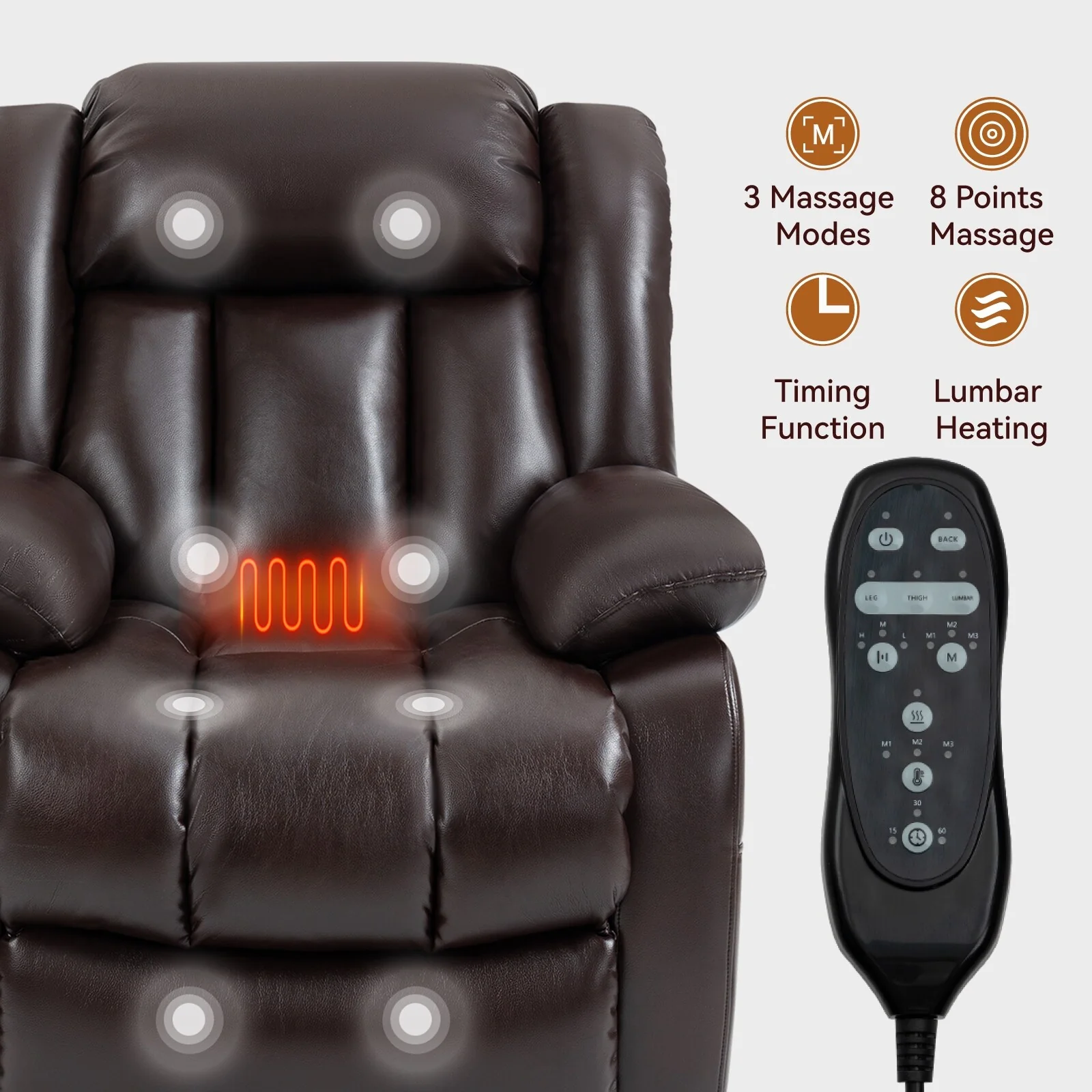 Power Lift Recliner Chair with 8-Point Vibration Massage