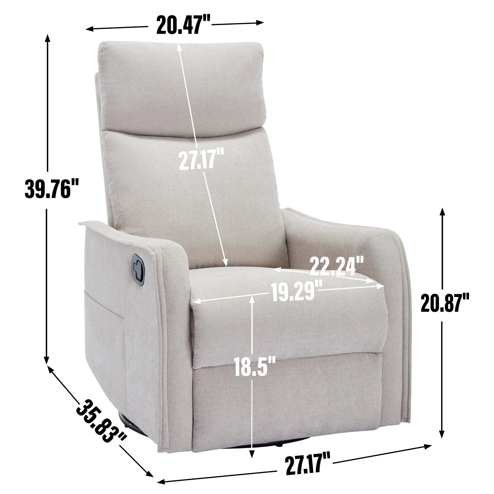 Heat Massage Manual Recliner Chair with Rocker and Swivel