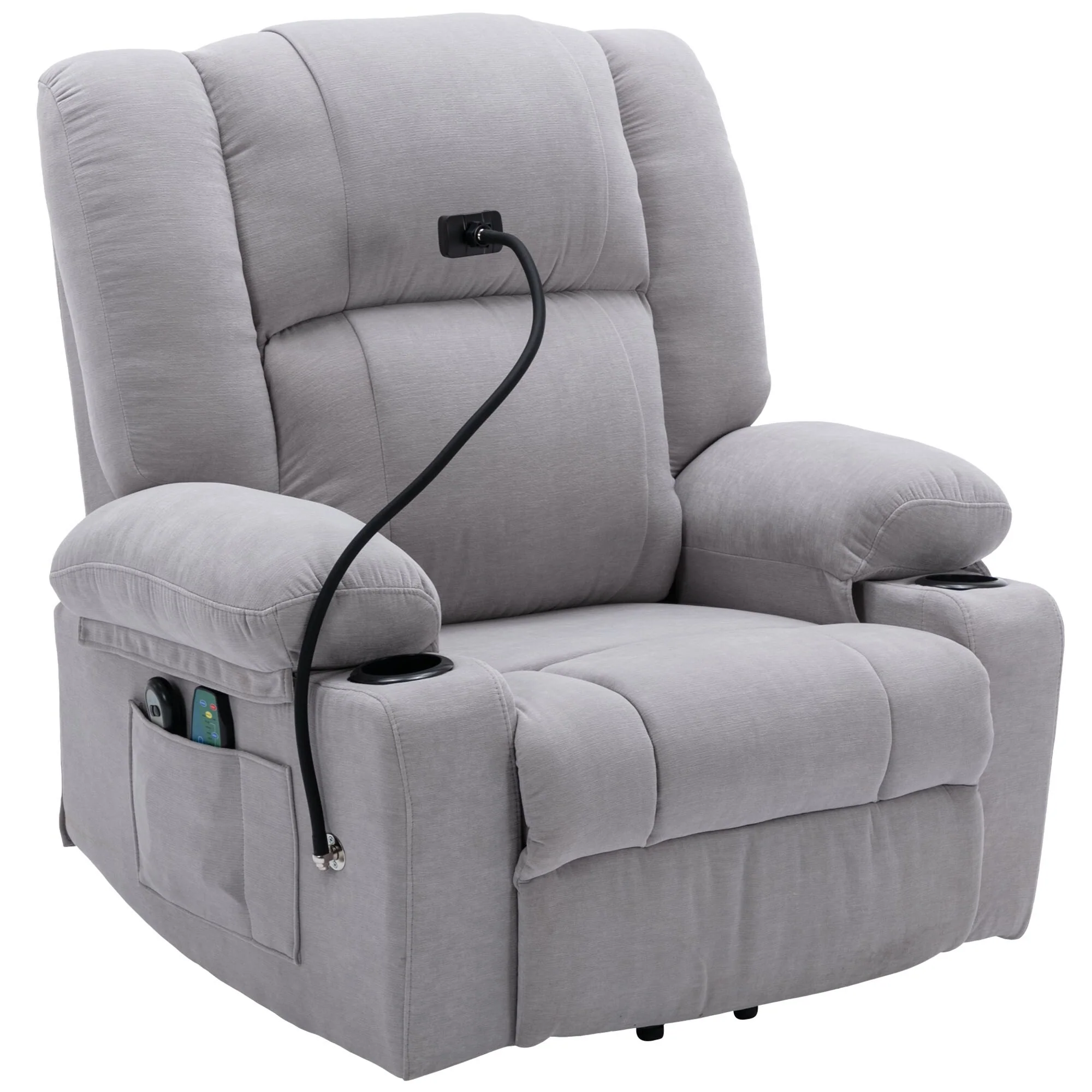 Electric Lift Recliner Chair with Massage, Heating, Cup Holders & 360�� Swivel Phone Holder, Adjustable Recline Options