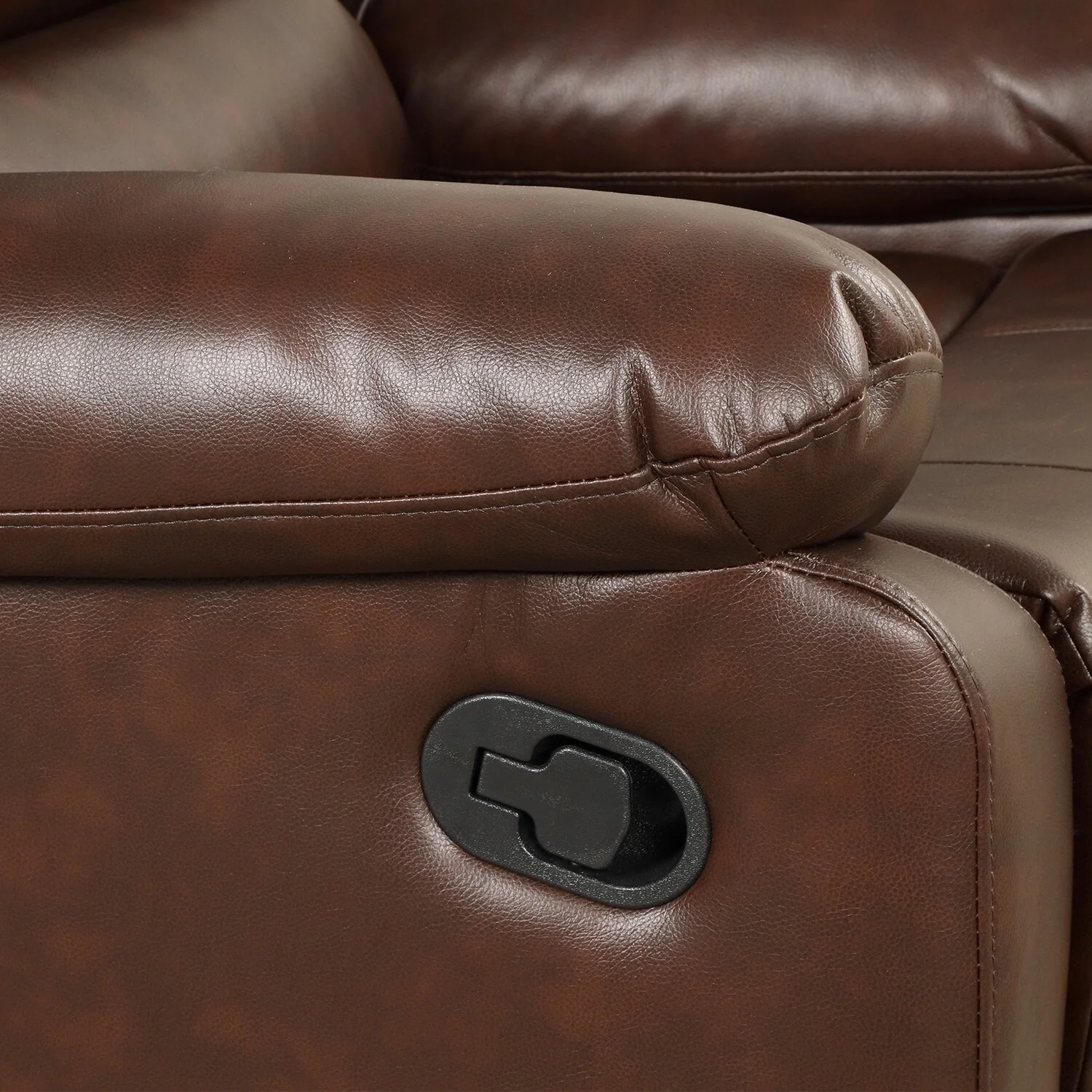 Breathable PU Leather Manual Recliner Chair with Overstuffed Arm and Back