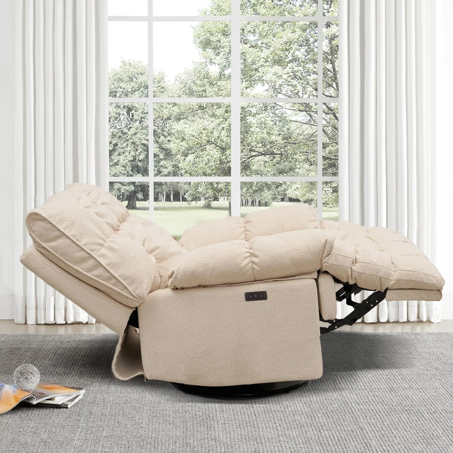 Fabric 360�� Swivel Electric Recliner Chair with Glide Motion