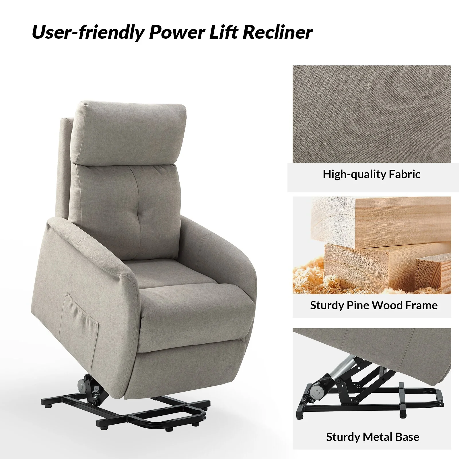 Elisa Power Remote Lift Assist Recliner with Metal Base