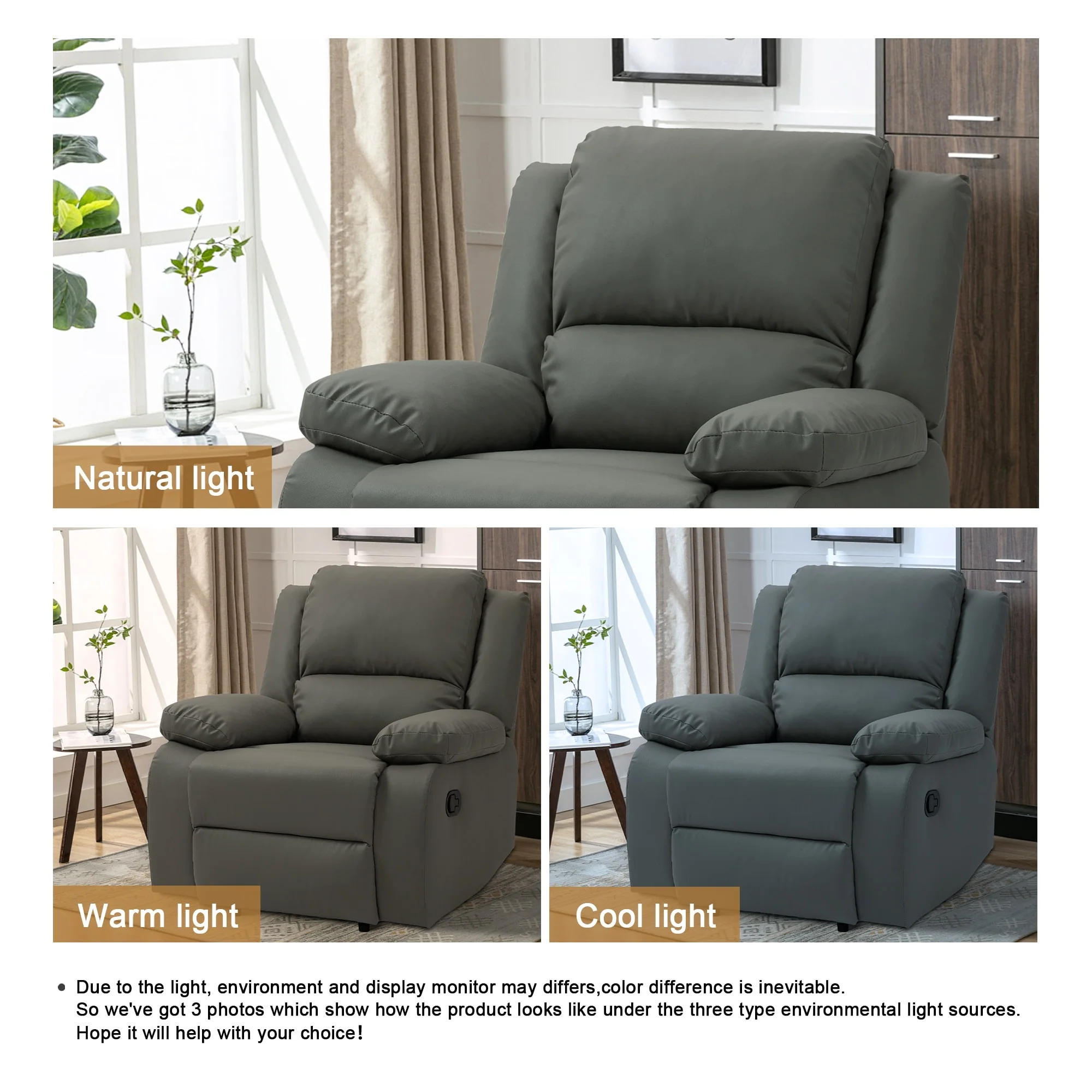 Faux Leather Lounge Chair Single Sofa Adjustable Recliners