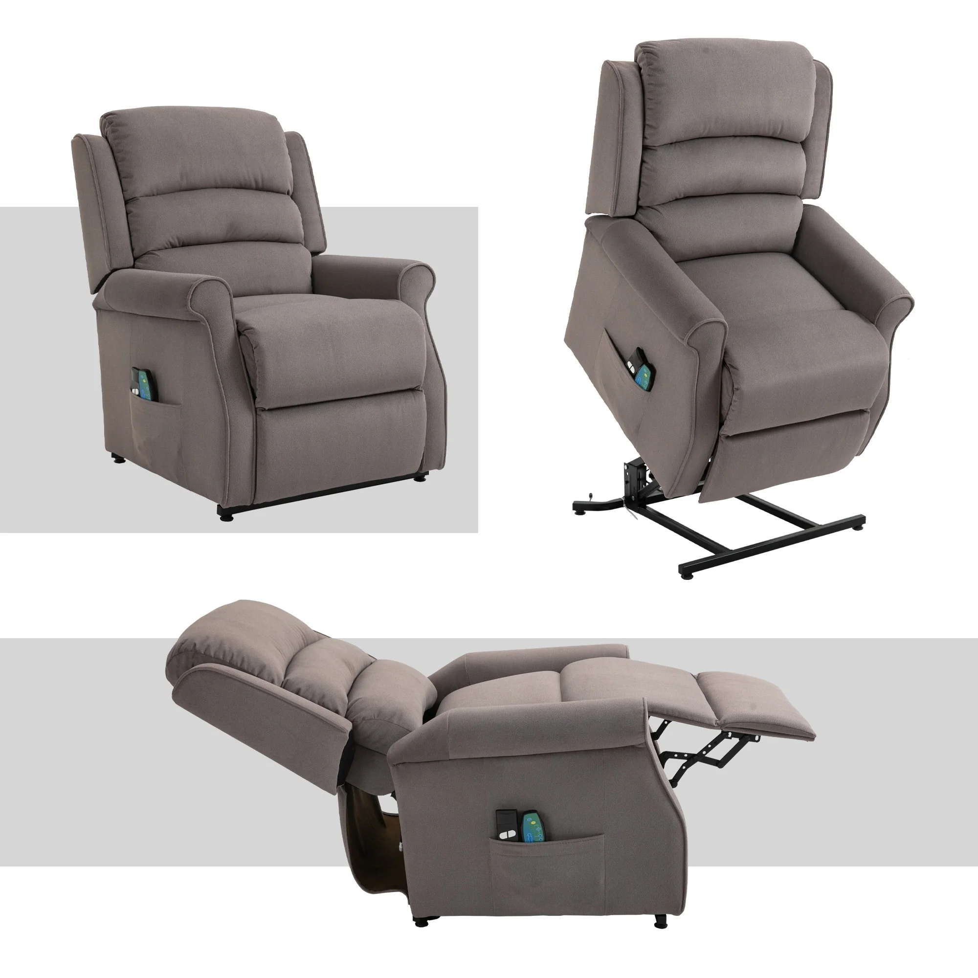 Clihome Chenille Fabric Power Lift Recliner Chair with Massage