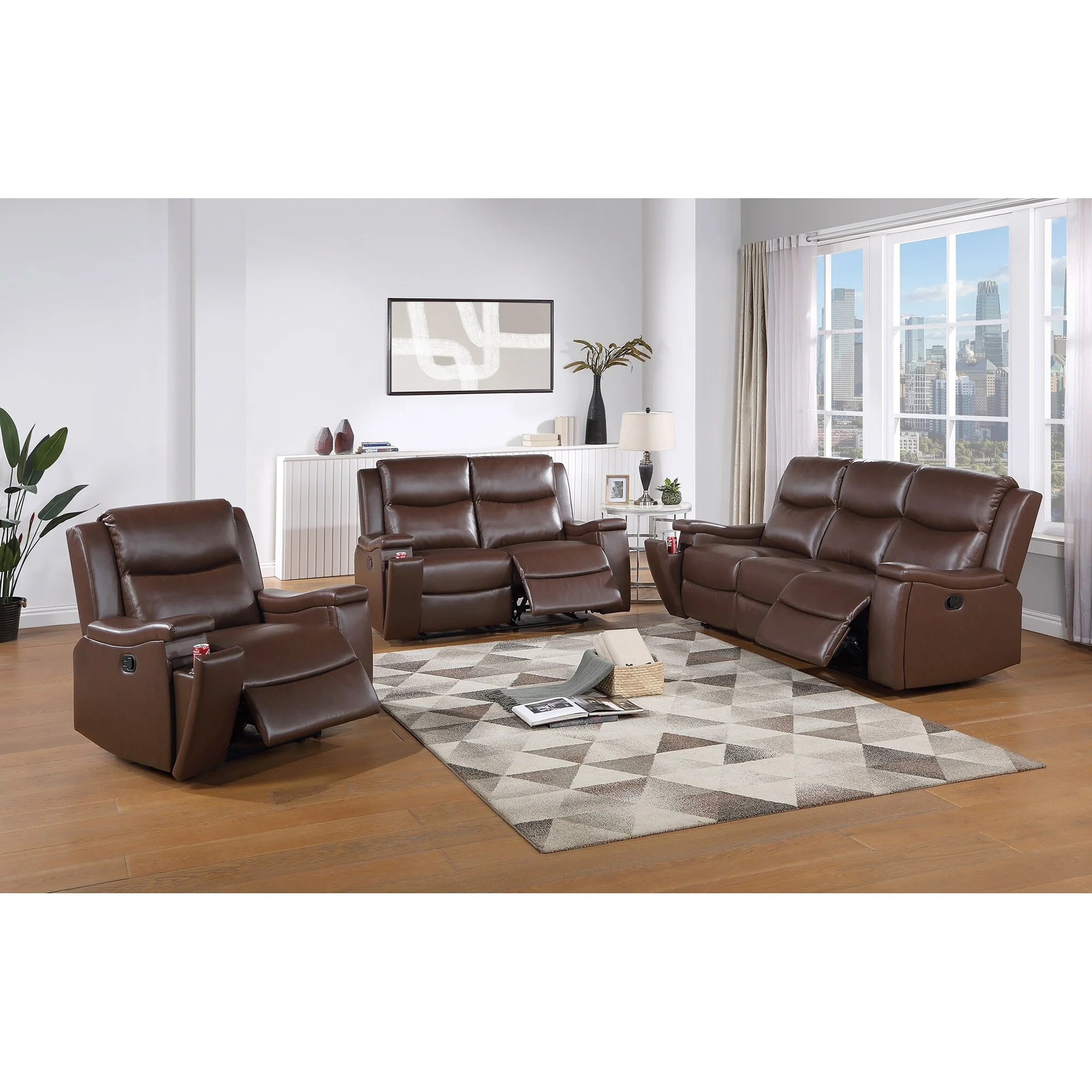 Comfortable Single Recliner with Cup Holder and Manual Recline Function